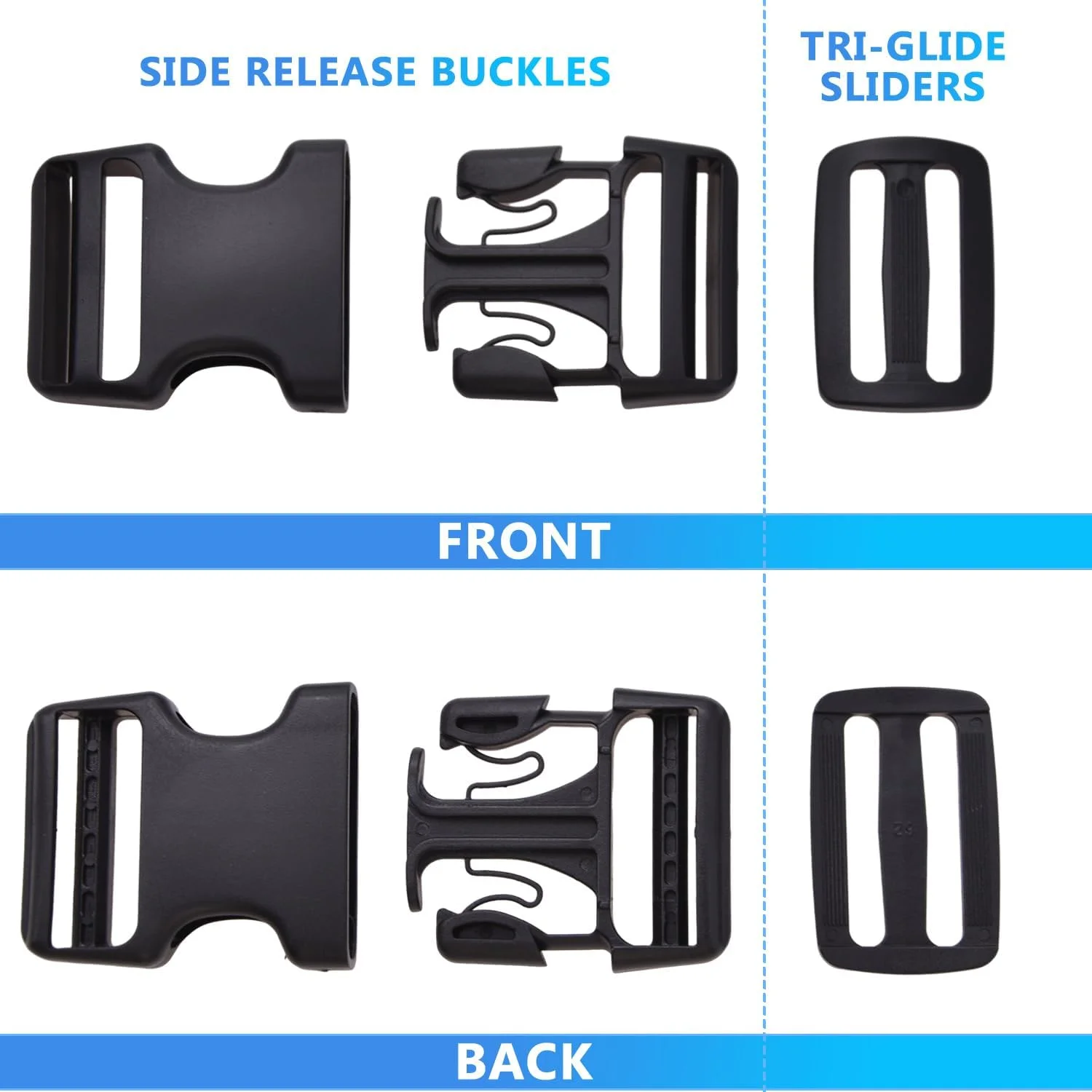 LEBATSION Buckles for Webbing Straps 1.5", 6 set Side Release Plastic Buckle + 12pcs Tri-glide Sliders LEBATSION Buckles for Webbing Straps 1.5", 6 set Side Release Plastic Buckle + 12pcs Tri-glide Sliders