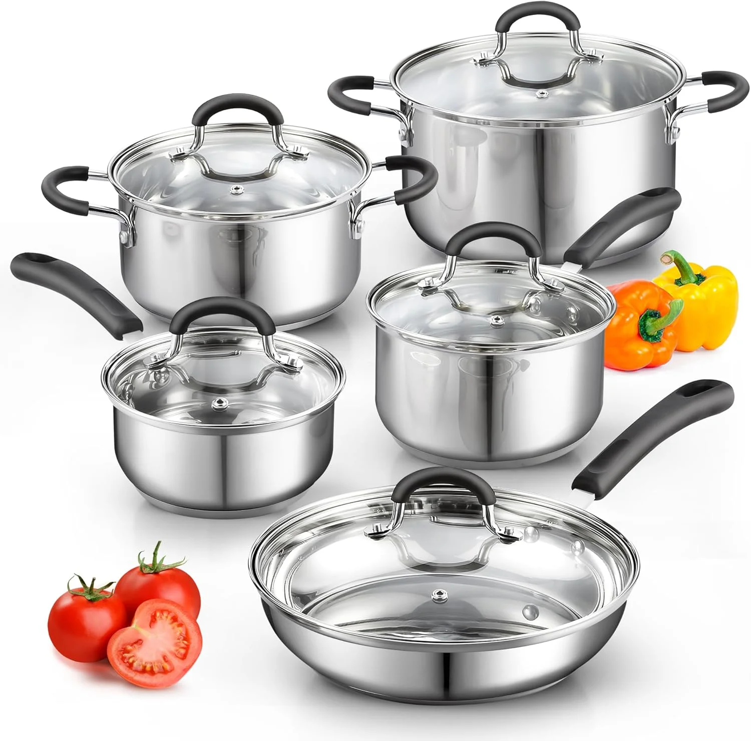 ست ظروف پخت و پز ۱۰ پارچه استیل Cook N Home ست ظروف پخت و پز ۱۰ پارچه استیل Cook N Home
