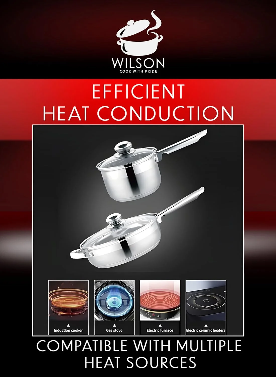 Cuisine Art Wilson Stainless Steel Cookware Set, 12-Piece, Casseroles, Saucepan, Fry Pan, Ergonomic Handles, All Cooktop Compatible, Dishwasher Safe, Durable, Stylish Kitchen Essentials Cuisine Art Wilson Stainless Steel Cookware Set, 12-Piece, Casseroles, Saucepan, Fry Pan, Ergonomic Handles, All Cooktop Compatible, Dishwasher Safe, Durable, Stylish Kitchen Essentials