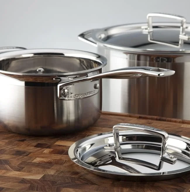 Le Creuset 3-Ply Stainless Steel Saucepan Set - Silver, 5 Pieces Le Creuset 3-Ply Stainless Steel Saucepan Set - Silver, 5 Pieces