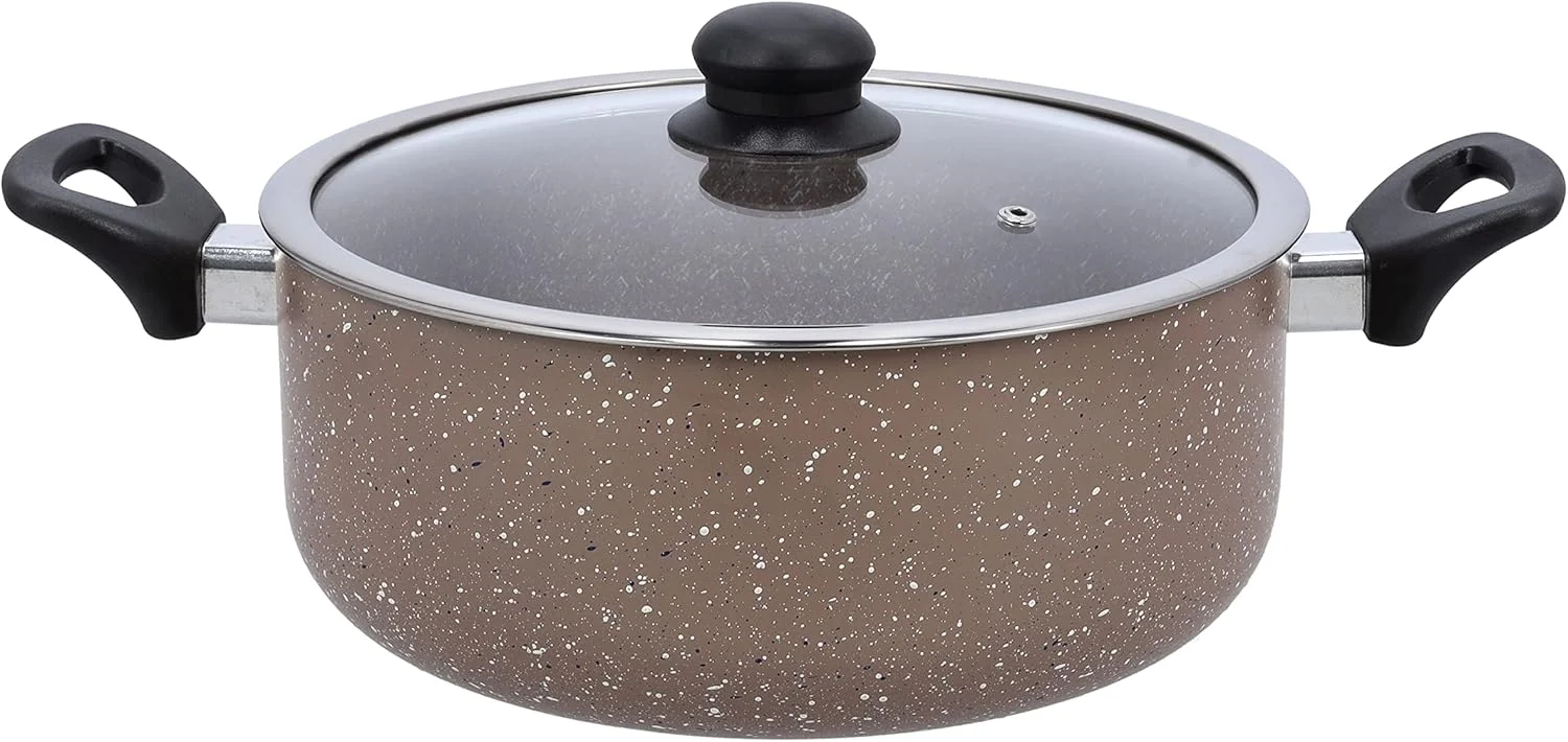 ست ظروف پخت و پز ۹ پارچه گرانیتی نچسب دلکاسا مدل DC1577BGE مناسب برای اجاق گازهای القایی شامل: قابلمه ۲۶ سانتیمتری + درب، قابلمه ۲۰ سانتیمتری + درب، تابه ۲۶ سانتیمتری، وک ۲۴ سانتیمتری، شیرجوش ۱۶ سانتیمتری ست ظروف پخت و پز ۹ پارچه گرانیتی نچسب دلکاسا مدل DC1577BGE مناسب برای اجاق گازهای القایی شامل: قابلمه ۲۶ سانتیمتری + درب، قابلمه ۲۰ سانتیمتری + درب، تابه ۲۶ سانتیمتری، وک ۲۴ سانتیمتری، شیرجوش ۱۶ سانتیمتری