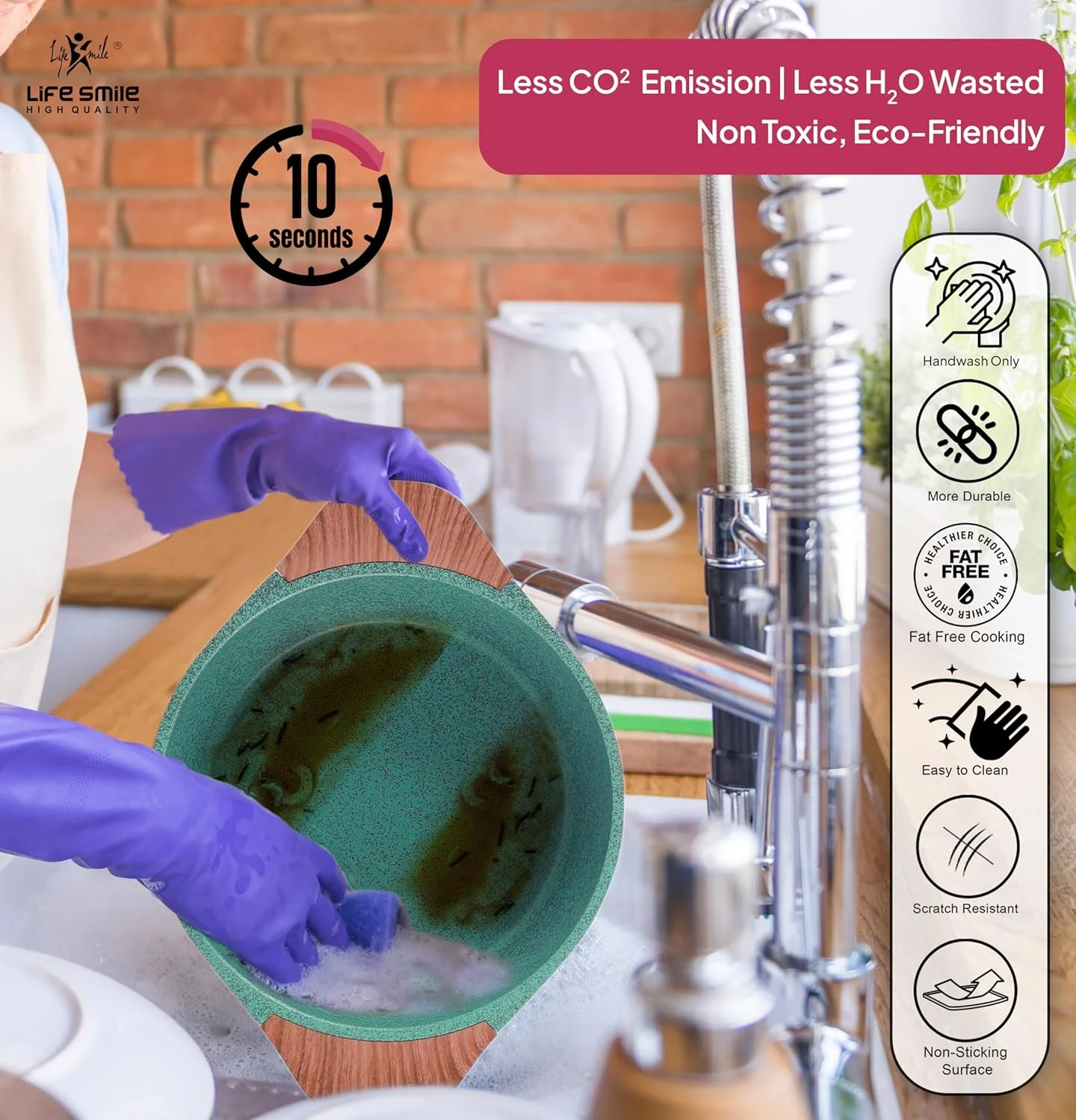 ست ظروف پخت و پز LIFE SMILE - قابلمه و تابه نچسب با پایه القایی، پوشش گرانیتی 100% بدون PFOA، بدنه آلومینیومی دایکاست، ست آشپزخانه (سبز، 8 تکه) ست ظروف پخت و پز LIFE SMILE - قابلمه و تابه نچسب با پایه القایی، پوشش گرانیتی 100% بدون PFOA، بدنه آلومینیومی دایکاست، ست آشپزخانه (سبز، 8 تکه)