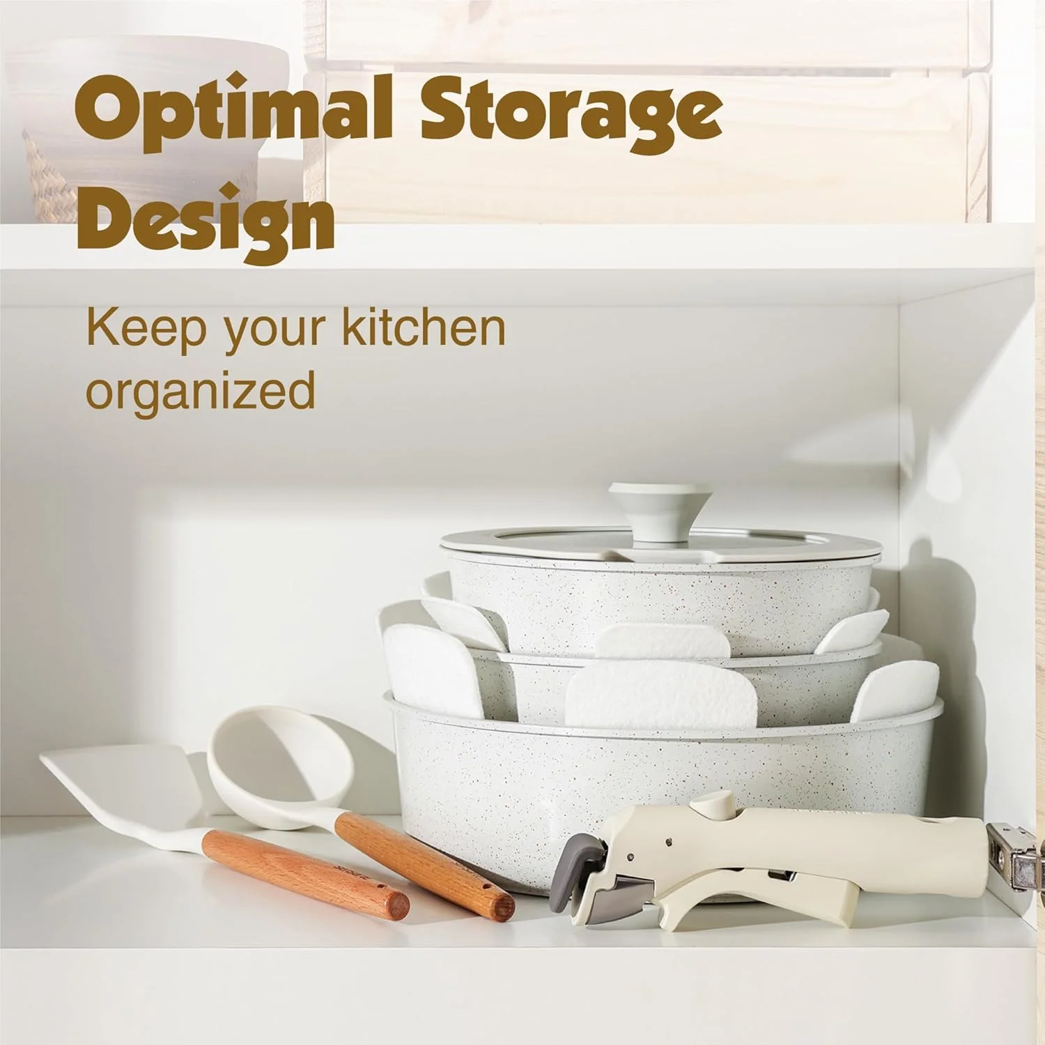 SENSARTE 24 Piece Pots and Pans Set, Nonstick Detachable Handle Cookware, Induction Kitchen Cookware Set with Removable Handle, Healthy Non Stick for RV, Dishwasher & Oven Safe (White) SENSARTE 24 Piece Pots and Pans Set, Nonstick Detachable Handle Cookware, Induction Kitchen Cookware Set with Removable Handle, Healthy Non Stick for RV, Dishwasher & Oven Safe (White)