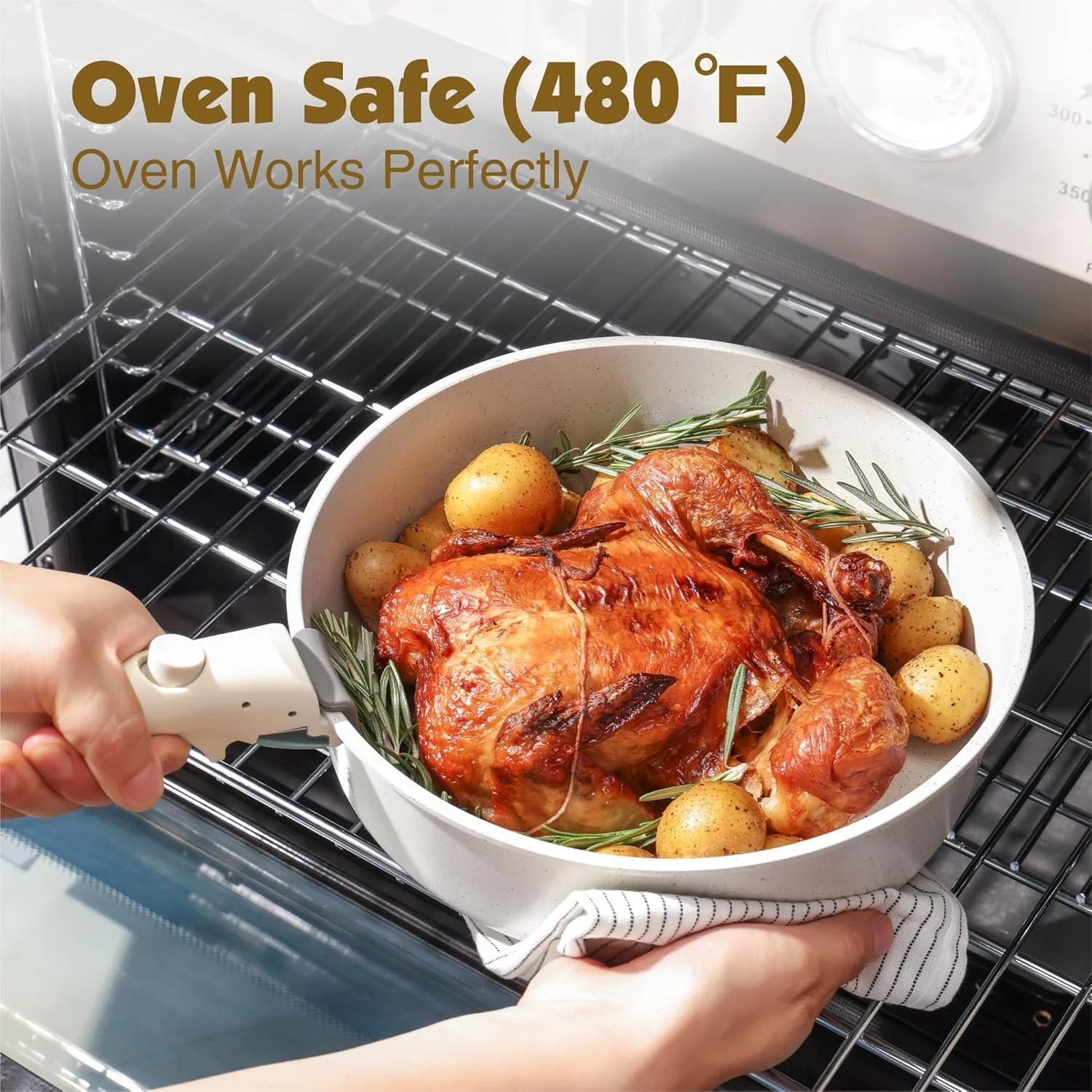 SENSARTE 24 Piece Pots and Pans Set, Nonstick Detachable Handle Cookware, Induction Kitchen Cookware Set with Removable Handle, Healthy Non Stick for RV, Dishwasher & Oven Safe (White) SENSARTE 24 Piece Pots and Pans Set, Nonstick Detachable Handle Cookware, Induction Kitchen Cookware Set with Removable Handle, Healthy Non Stick for RV, Dishwasher & Oven Safe (White)