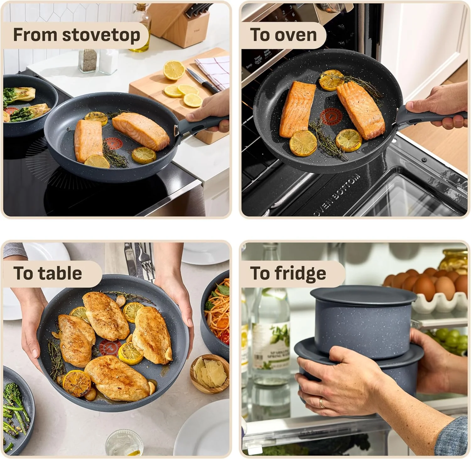 ست ظروف آشپزی 11 پارچه تفال Ingenio Essentials با دسته جداشدنی/قابل جابجایی، گرانیت تیتانیوم نچسب، القایی، ایمن برای اجاق گاز تا 260 درجه سانتیگراد، قابل انباشته شدن، ست قابلمه و تابه، کمپینگ RV، تابه سرخ کن خاکستری ست ظروف آشپزی 11 پارچه تفال Ingenio Essentials با دسته جداشدنی/قابل جابجایی، گرانیت تیتانیوم نچسب، القایی، ایمن برای اجاق گاز تا 260 درجه سانتیگراد، قابل انباشته شدن، ست قابلمه و تابه، کمپینگ RV، تابه سرخ کن خاکستری