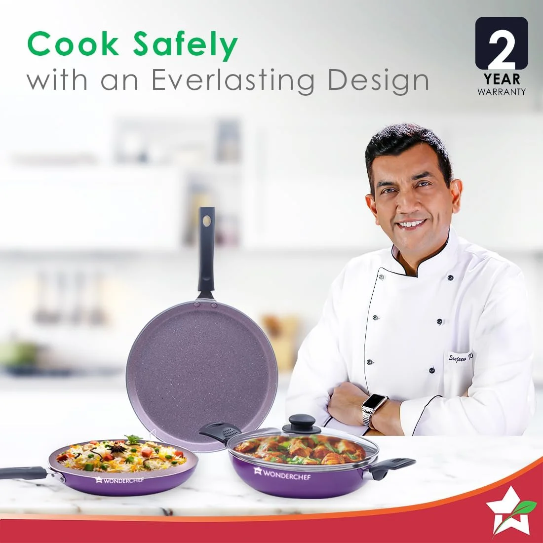 Wonderchef Valencia Non-Stick Cookware 4 Piece Set, Kadhai with Lid, Fry Pan, Dosa Tawa, Cool Touch Bakelite Handles, Pure Grade Aluminium, PFOA Free-2 Yrs Warranty, Purple Wonderchef Valencia Non-Stick Cookware 4 Piece Set, Kadhai with Lid, Fry Pan, Dosa Tawa, Cool Touch Bakelite Handles, Pure Grade Aluminium, PFOA Free-2 Yrs Warranty, Purple