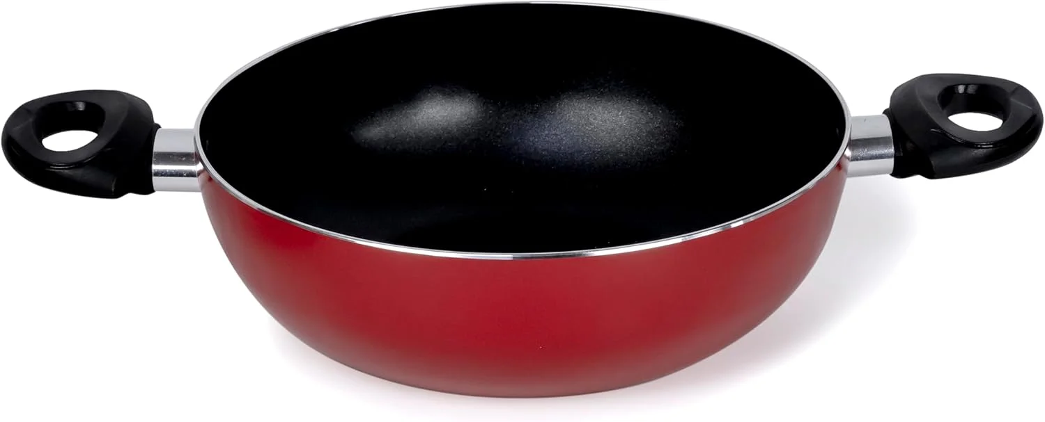 ست ظروف پخت و پز 10 پارچه نچسب ویلسون پرِستو | آلومینیوم نچسب | قابلمه | شیرجوش | تابه | قاشق جامد | کفگیر | - قرمز