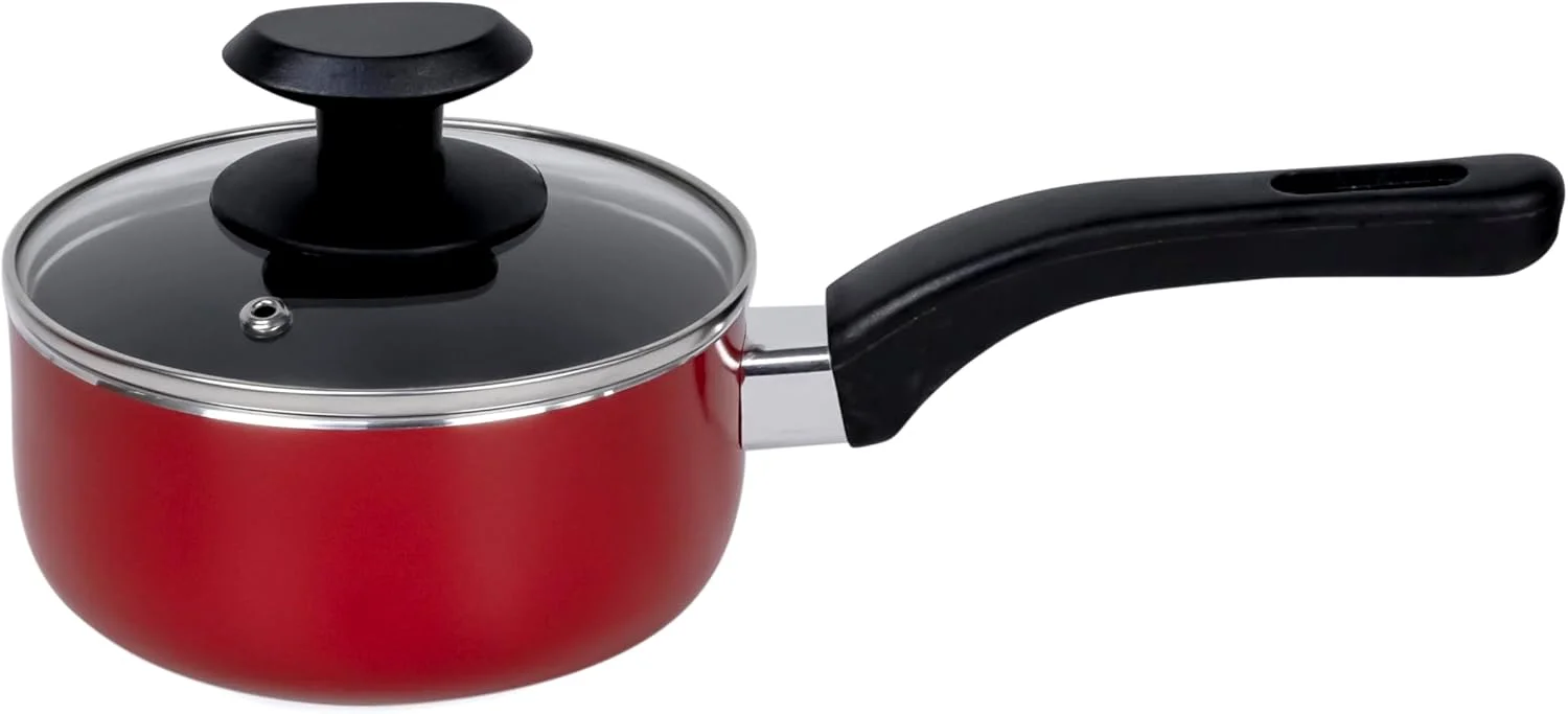 ست ظروف پخت و پز 10 پارچه نچسب ویلسون پرِستو | آلومینیوم نچسب | قابلمه | شیرجوش | تابه | قاشق جامد | کفگیر | - قرمز