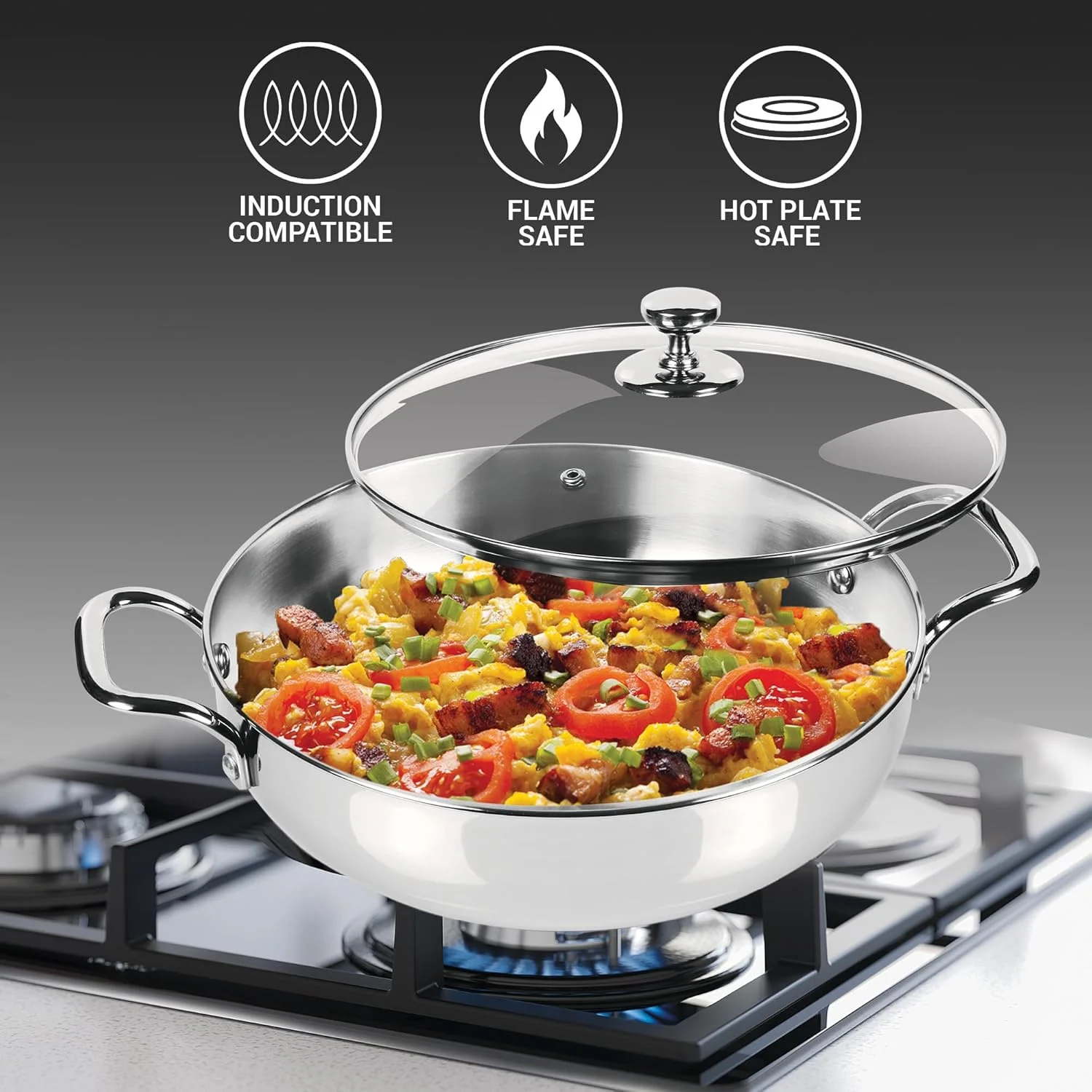 ست 3 تکه ظروف پخت و پز استیل MILTON Pro cook Procook Triply با پایه القایی | قابلمه سس 14 سانتی متر، تابه سرخ کن 24 سانتی متر، کادای 24 سانتی متر با درب شیشه ای 24 سانتی متر، نقره ای | قابل شستشو در ماشین ظرفشویی | ایمن برای مواد غذایی | ایمن در برابر شعله ست 3 تکه ظروف پخت و پز استیل MILTON Pro cook Procook Triply با پایه القایی | قابلمه سس 14 سانتی متر، تابه سرخ کن 24 سانتی متر، کادای 24 سانتی متر با درب شیشه ای 24 سانتی متر، نقره ای | قابل شستشو در ماشین ظرفشویی | ایمن برای مواد غذایی | ایمن در برابر شعله