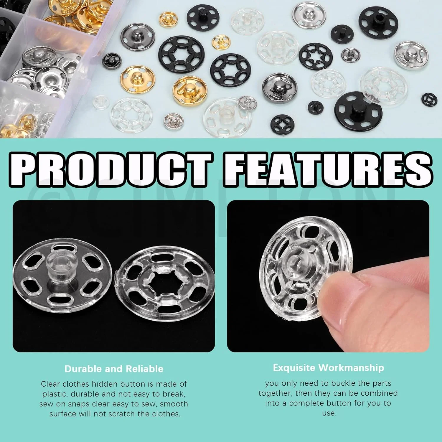 سیمتون 130 عدد دکمه تزئینی رزین پلاستیکی بزرگ برای ساخت صنایع دستی، خیاطی و لباس