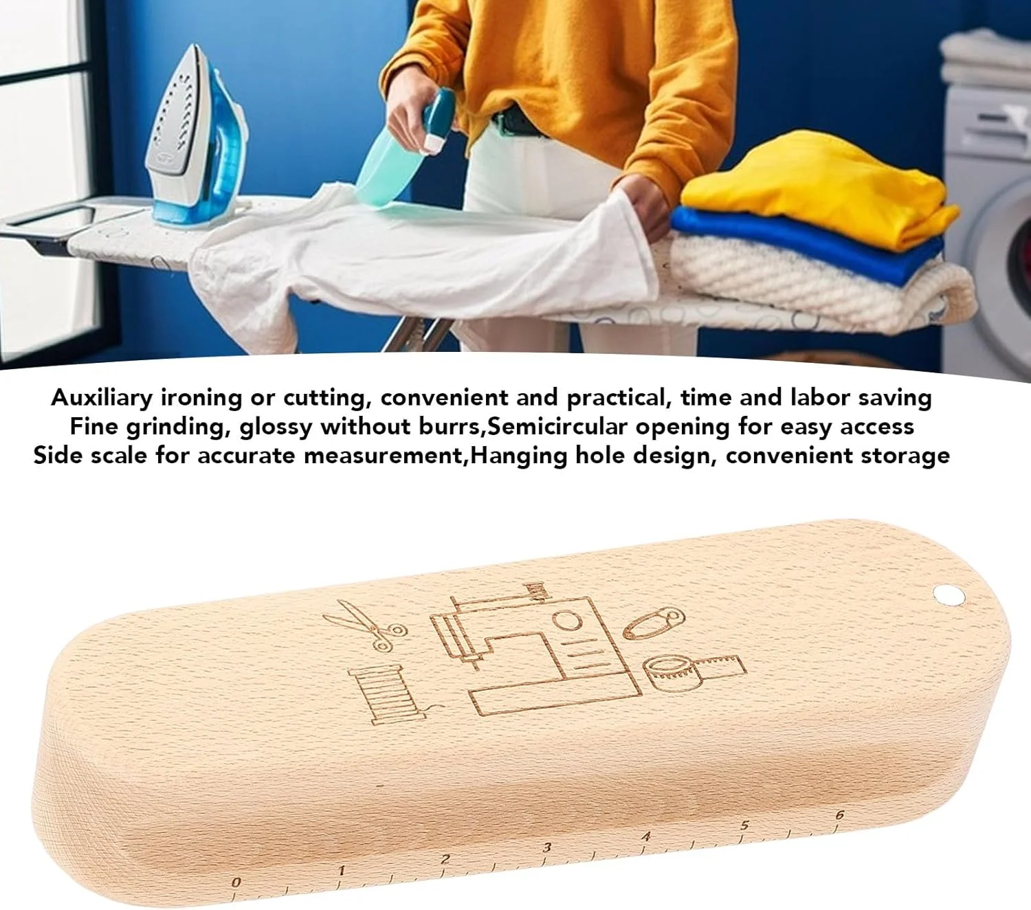 Wood Cutter Clapper with Scale, Wooden Quilting Seam Roller, Multifunctional Quilting Cutter Clapper, Quilter Press Seam Flattening Tool for Embroidery, Quilting, Sewing Wood Cutter Clapper with Scale, Wooden Quilting Seam Roller, Multifunctional Quilting Cutter Clapper, Quilter Press Seam Flattening Tool for Embroidery, Quilting, Sewing
