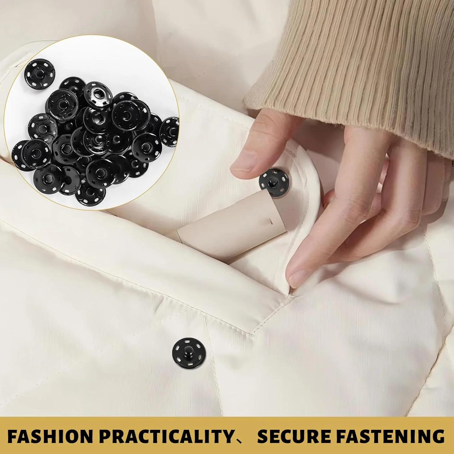 12 Pcs Sew-on Metal Snap Clasps, Fasteners Sewing Press Studs Buttons, Sewing Press Studs for Clothing DIY Crafts, 21 mm, Black 12 Pcs Sew-on Metal Snap Clasps, Fasteners Sewing Press Studs Buttons, Sewing Press Studs for Clothing DIY Crafts, 21 mm, Black