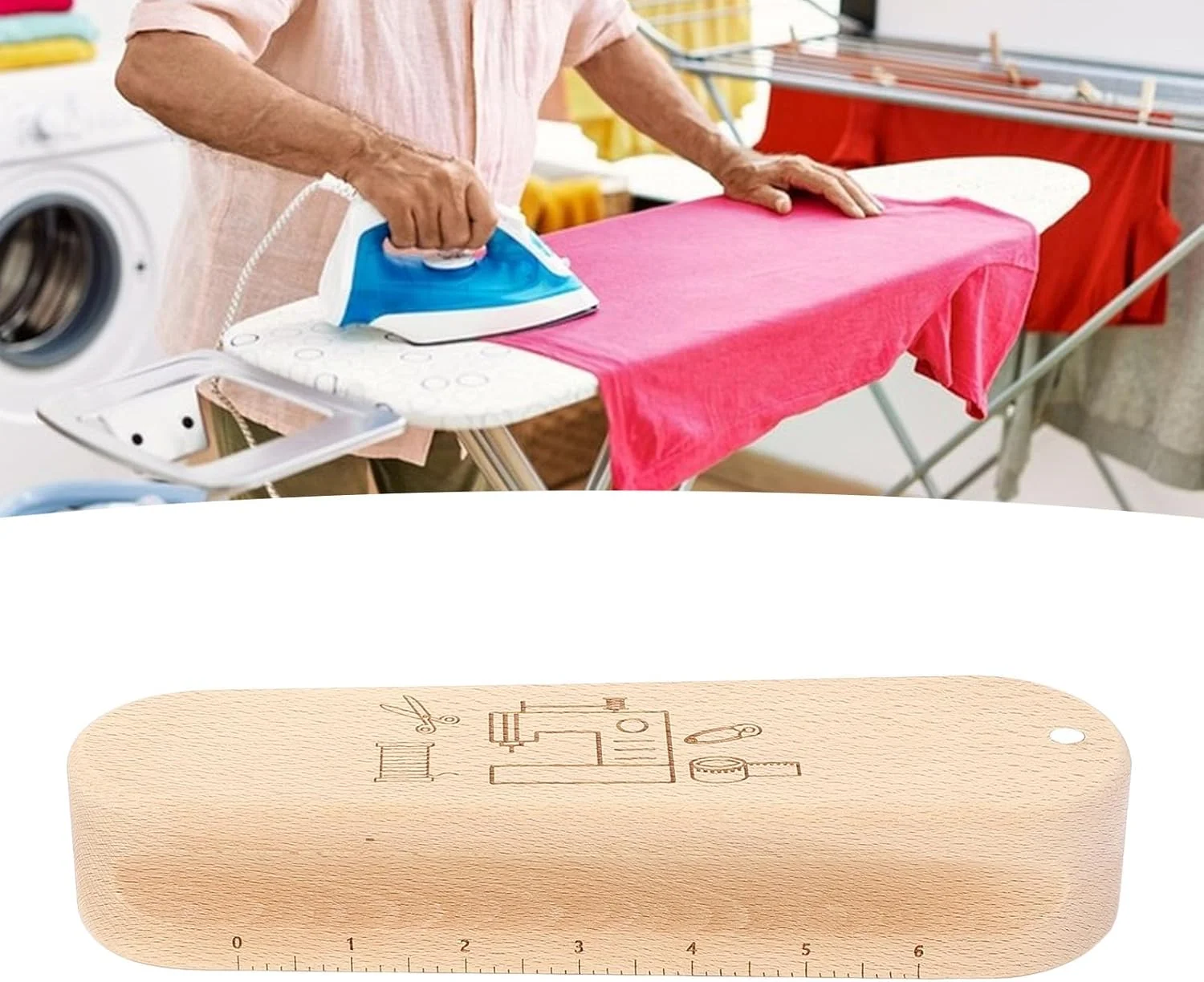 Wood Cutter Clapper with Scale, Wooden Quilting Seam Roller, Multifunctional Quilting Cutter Clapper, Quilter Press Seam Flattening Tool for Embroidery, Quilting, Sewing Wood Cutter Clapper with Scale, Wooden Quilting Seam Roller, Multifunctional Quilting Cutter Clapper, Quilter Press Seam Flattening Tool for Embroidery, Quilting, Sewing