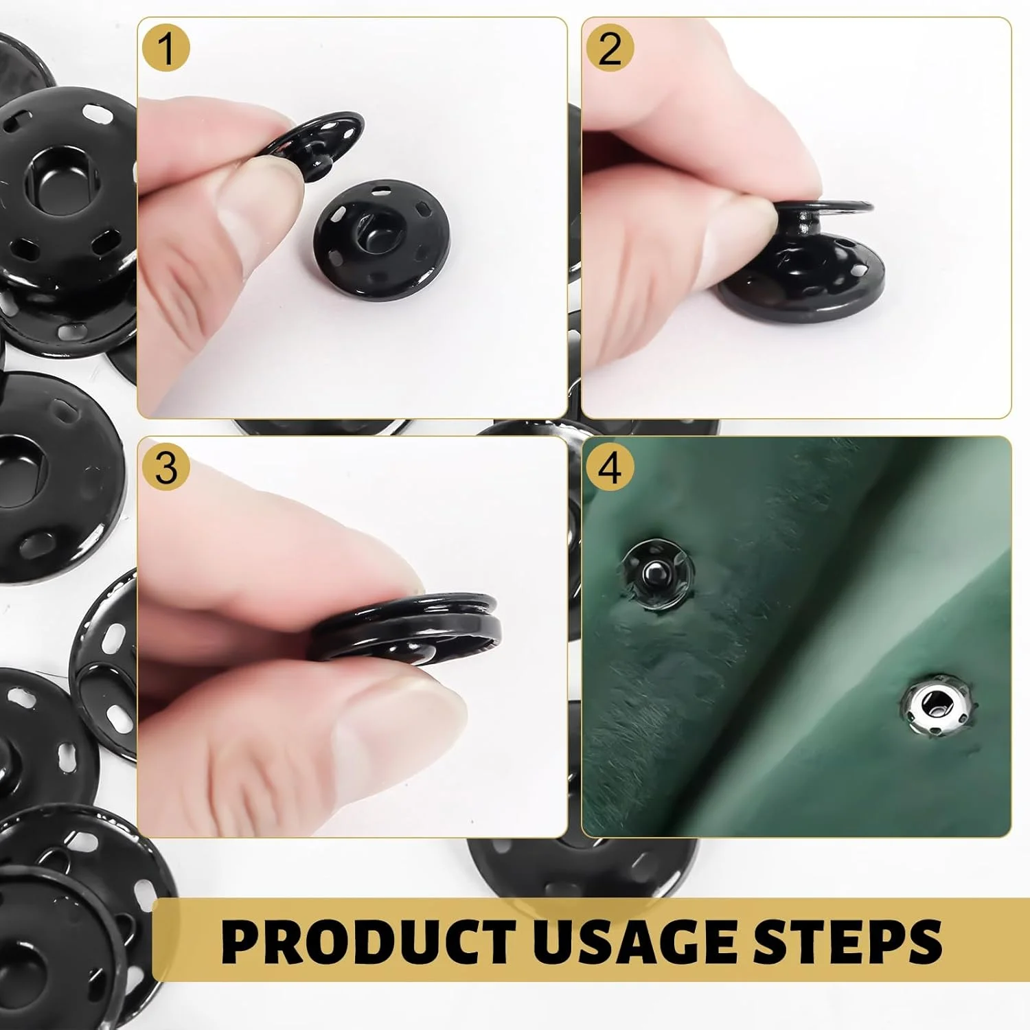 12 Pcs Sew-on Metal Snap Clasps, Fasteners Sewing Press Studs Buttons, Sewing Press Studs for Clothing DIY Crafts, 21 mm, Black 12 Pcs Sew-on Metal Snap Clasps, Fasteners Sewing Press Studs Buttons, Sewing Press Studs for Clothing DIY Crafts, 21 mm, Black