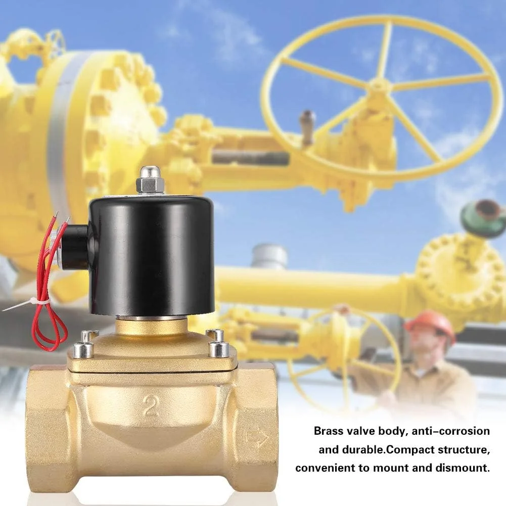 شیر برقی نرمالی بسته دو طرفه Walfront 220V AC DN50، بدنه برنجی، ابزار جایگزینی خطوط لوله شیر برقی نرمالی بسته دو طرفه Walfront 220V AC DN50، بدنه برنجی، ابزار جایگزینی خطوط لوله