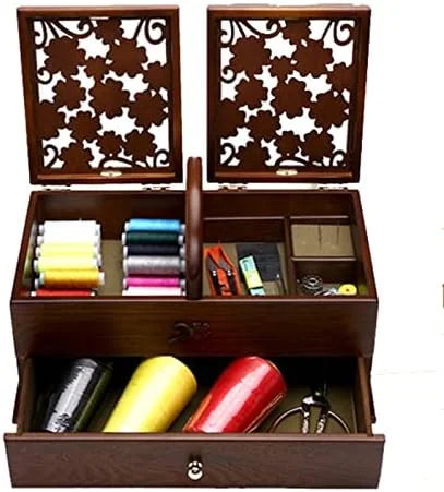جعبه خیاطی، جعبه خیاطی چوبی تاشو کلاسیک، سبد نگهداری لوازم خیاطی با دسته حمل آسان، جعبه سبد کیت خیاطی چوبی با محفظه، جعبه خیاطی چوبی قدیمی (رنگ: قهوه ای، اندازه جعبه خیاطی، جعبه خیاطی چوبی تاشو کلاسیک، سبد نگهداری لوازم خیاطی با دسته حمل آسان، جعبه سبد کیت خیاطی چوبی با محفظه، جعبه خیاطی چوبی قدیمی (رنگ: قهوه ای، اندازه