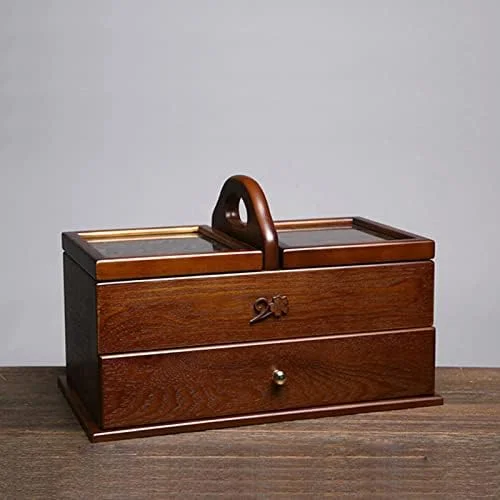 جعبه خیاطی، جعبه خیاطی چوبی تاشو کلاسیک، سبد نگهداری لوازم خیاطی با دسته حمل آسان، جعبه سبد کیت خیاطی چوبی با محفظه، جعبه خیاطی چوبی قدیمی (رنگ: قهوه ای، اندازه جعبه خیاطی، جعبه خیاطی چوبی تاشو کلاسیک، سبد نگهداری لوازم خیاطی با دسته حمل آسان، جعبه سبد کیت خیاطی چوبی با محفظه، جعبه خیاطی چوبی قدیمی (رنگ: قهوه ای، اندازه