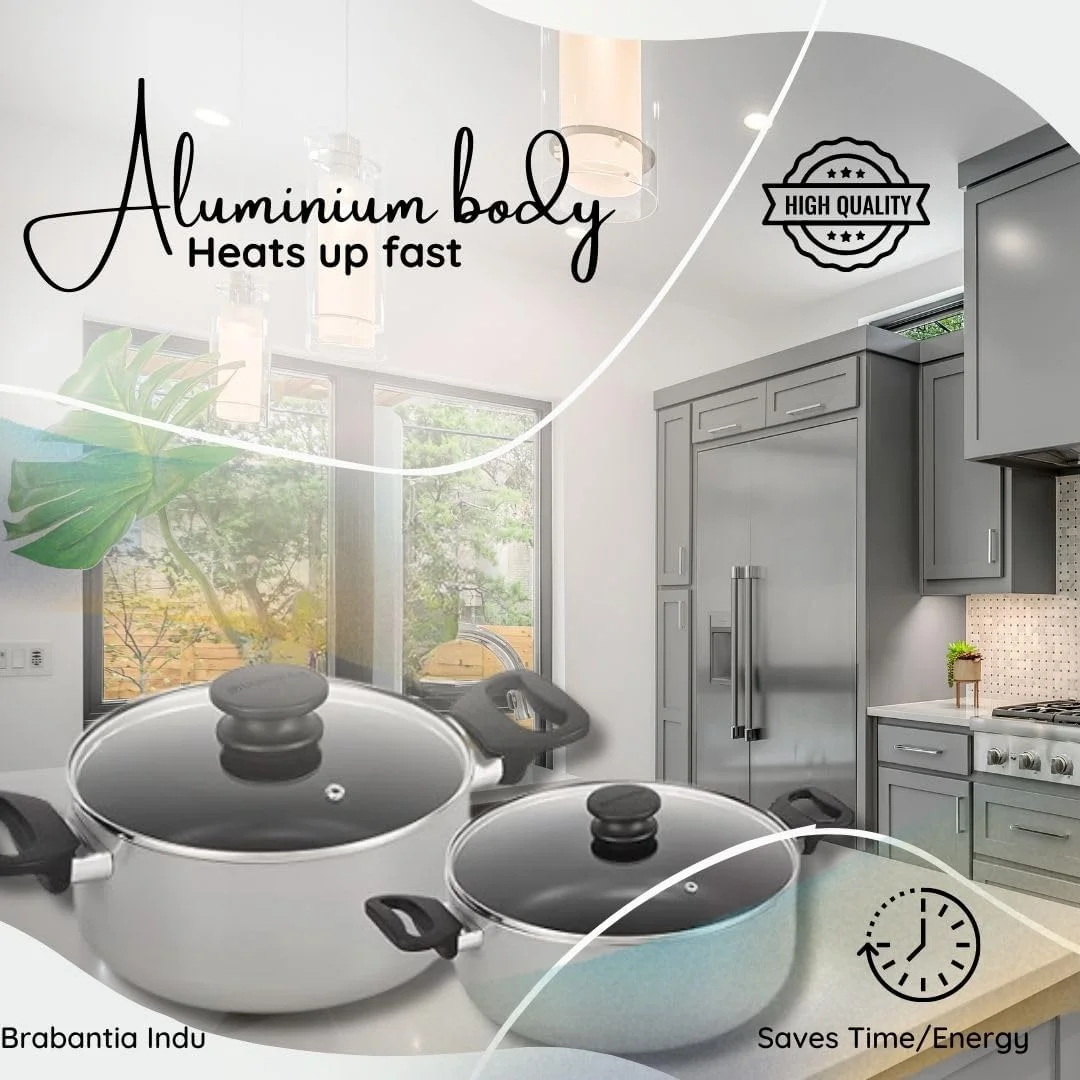 ست ظروف پخت و پز 4 تکه Brabantia Indu+ شامل قابلمه 20 سانتیمتری و قابلمه 28 سانتیمتری، تابه پراتا 28 سانتیمتری و تابه سرخکردنی 24 سانتیمتری با خواص نچسب عالی و بدنه آلومینیومی، خاکستری متالیک ست ظروف پخت و پز 4 تکه Brabantia Indu+ شامل قابلمه 20 سانتیمتری و قابلمه 28 سانتیمتری، تابه پراتا 28 سانتیمتری و تابه سرخکردنی 24 سانتیمتری با خواص نچسب عالی و بدنه آلومینیومی، خاکستری متالیک