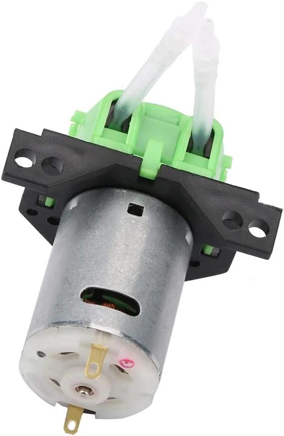 پمپ دوزینگ 12V/24V DC، پمپ پریستالتیک خود مکش با قابلیت تنظیم جهت جریان به همراه کانکتور برای آزمایشگاه آکواریوم و تجزیه و تحلیل شیمیایی (سبز-12 ولت 2 * 4)