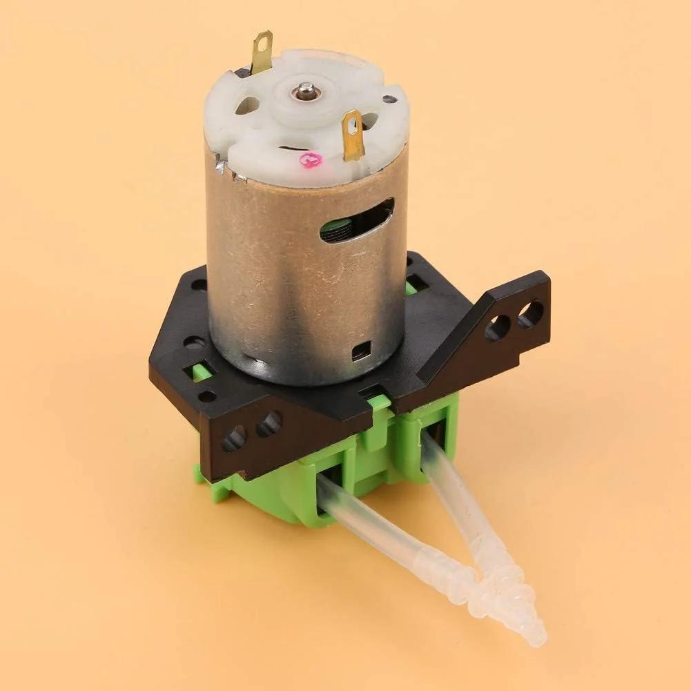 پمپ دوزینگ 12V/24V DC، پمپ پریستالتیک خود مکش با قابلیت تنظیم جهت جریان به همراه کانکتور برای آزمایشگاه آکواریوم و تجزیه و تحلیل شیمیایی (سبز-12 ولت 2 * 4)