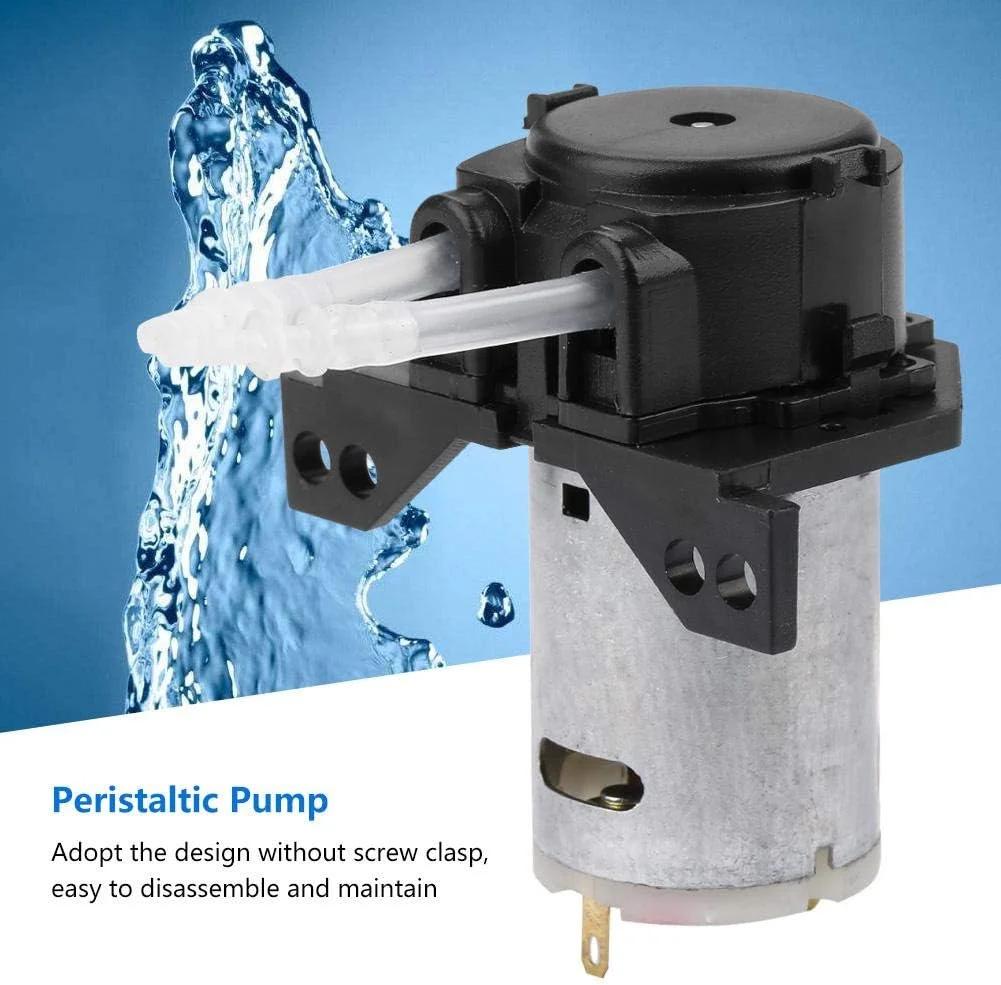 پمپ دوزینگ پریستالتیک DC 12V/24V، هد لوله پریستالتیک DIY برای آنالیز شیمیایی آزمایشگاهی آکواریوم (مشکی 24v 2 * 4)