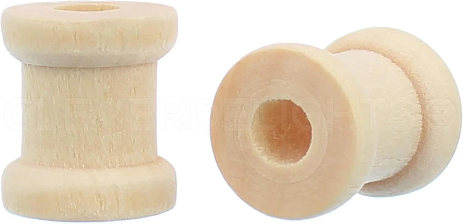 بسته 50 عددی قرقره چوبی CleverDelights - 1/2" x 1/2" - قرقره های چوبی پرداخت نشده - قرقره نخ، سیم، طناب، خیاطی