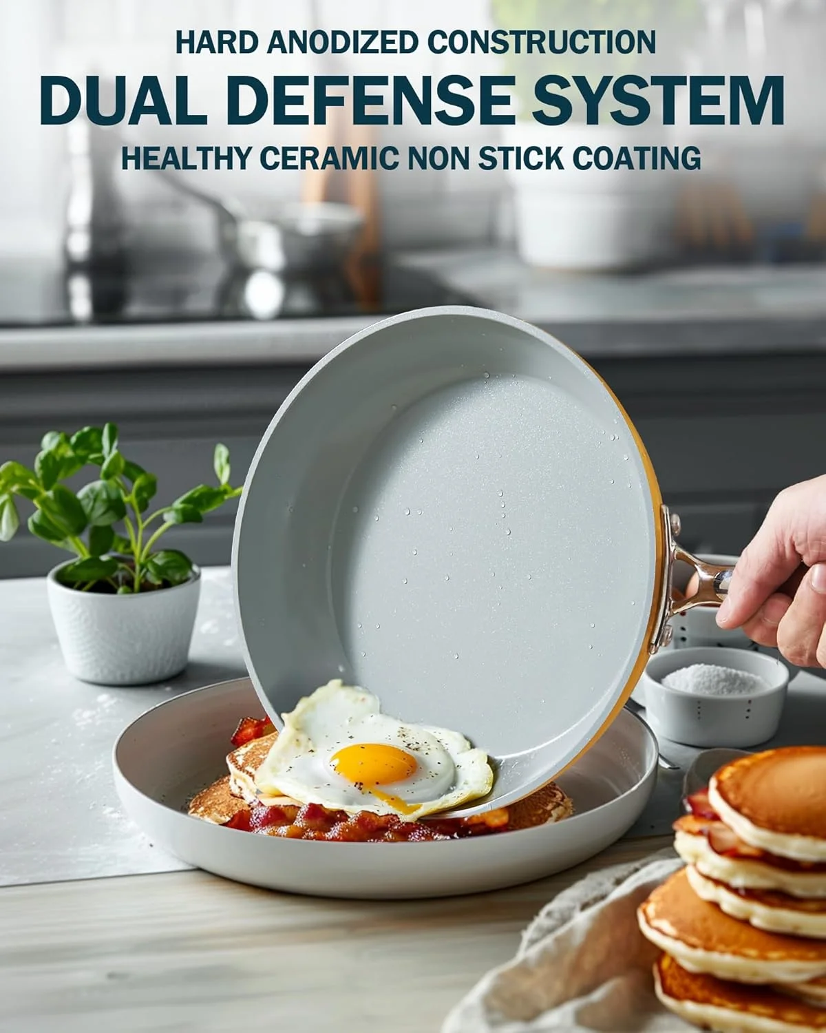 ست قابلمه و تابه نچسب Cook N Home، ست 10 تکه ظروف پخت و پز سرامیکی نچسب سخت آنودایز شده، ست پخت و پز القایی با دسته های خنک شونده، لوازم آشپزخانه نایلونی، زرد ست قابلمه و تابه نچسب Cook N Home، ست 10 تکه ظروف پخت و پز سرامیکی نچسب سخت آنودایز شده، ست پخت و پز القایی با دسته های خنک شونده، لوازم آشپزخانه نایلونی، زرد