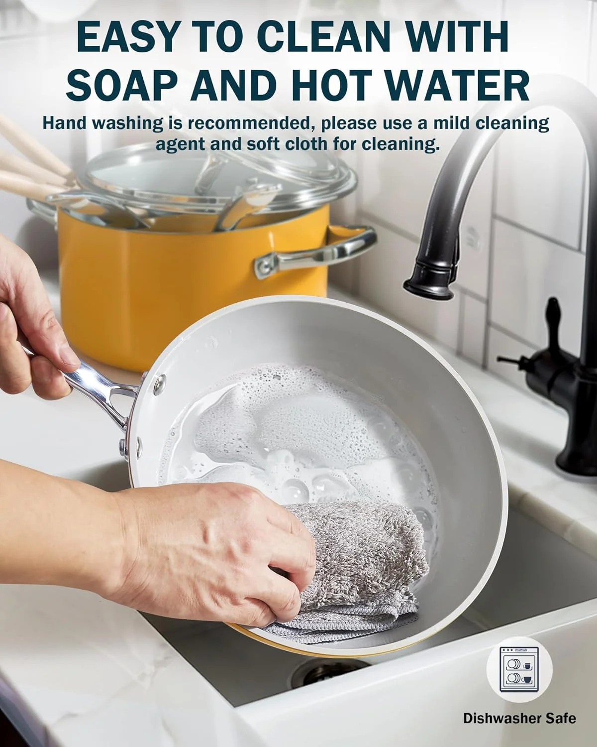 ست قابلمه و تابه نچسب Cook N Home، ست 10 تکه ظروف پخت و پز سرامیکی نچسب سخت آنودایز شده، ست پخت و پز القایی با دسته های خنک شونده، لوازم آشپزخانه نایلونی، زرد ست قابلمه و تابه نچسب Cook N Home، ست 10 تکه ظروف پخت و پز سرامیکی نچسب سخت آنودایز شده، ست پخت و پز القایی با دسته های خنک شونده، لوازم آشپزخانه نایلونی، زرد