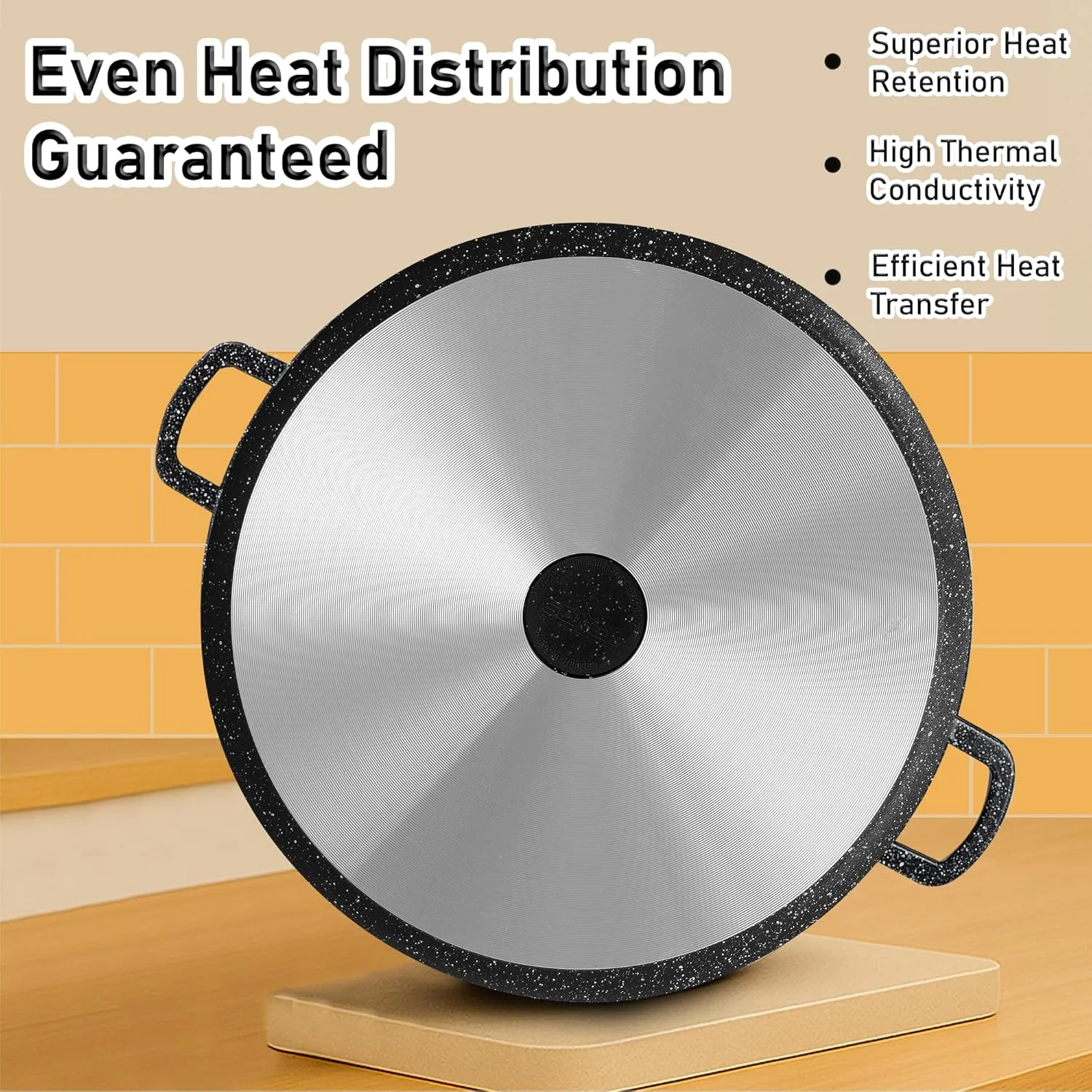 SONEX Granita 9 Pcs Die-Cast Aluminum Cookware Set – Non-Stick Granite Coated Casseroles with Glass Lids and Frypan, PFOA-Free, Gas, Electric, Ceramic & Halogen Stove Safe, Black Marble Finish