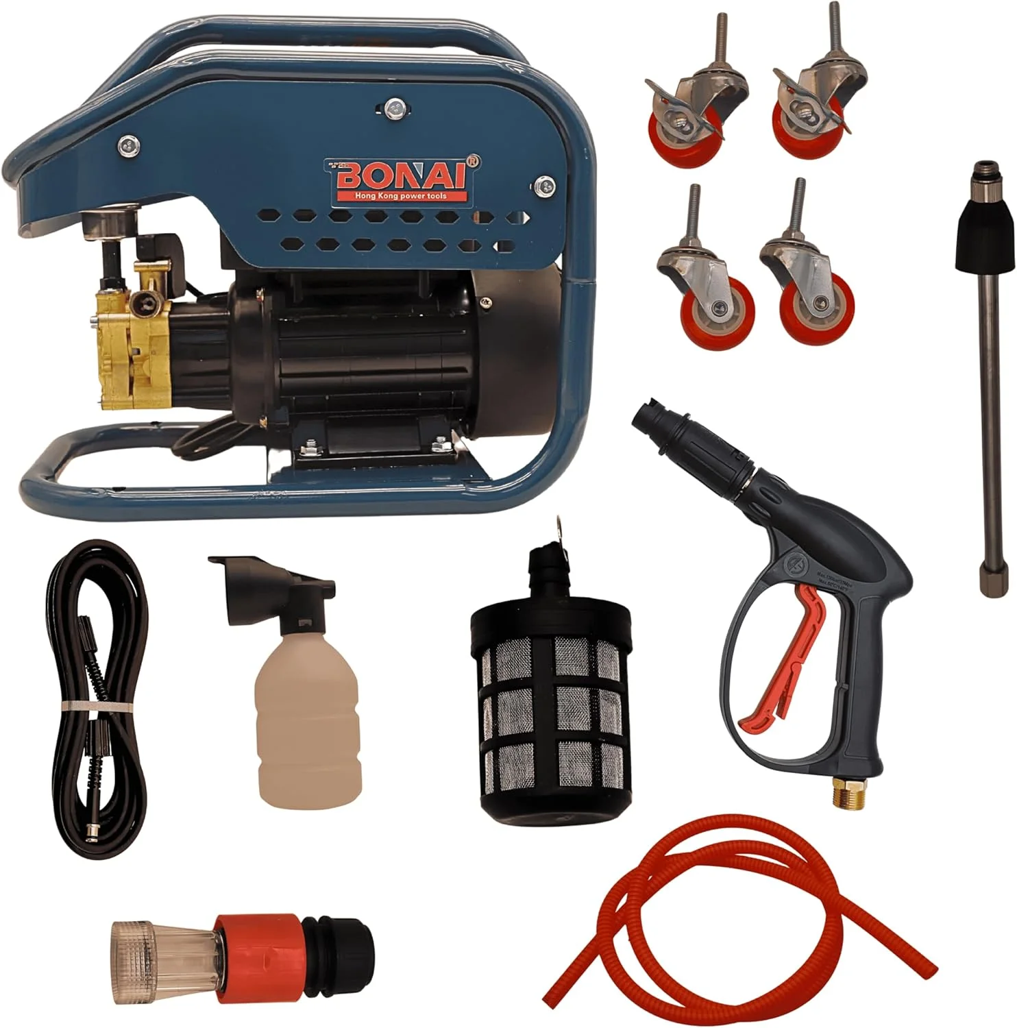 کارواش فشار قوی BONAI BN-HK70، 3000 وات | کارواش 300 بار | جریان 8.5 لیتر در دقیقه | خود مکش، توقف خودکار، محافظت در برابر گرمای بیش از حد | دستگاه تمیز کننده ماشین، پاسیو، راهرو و باغ