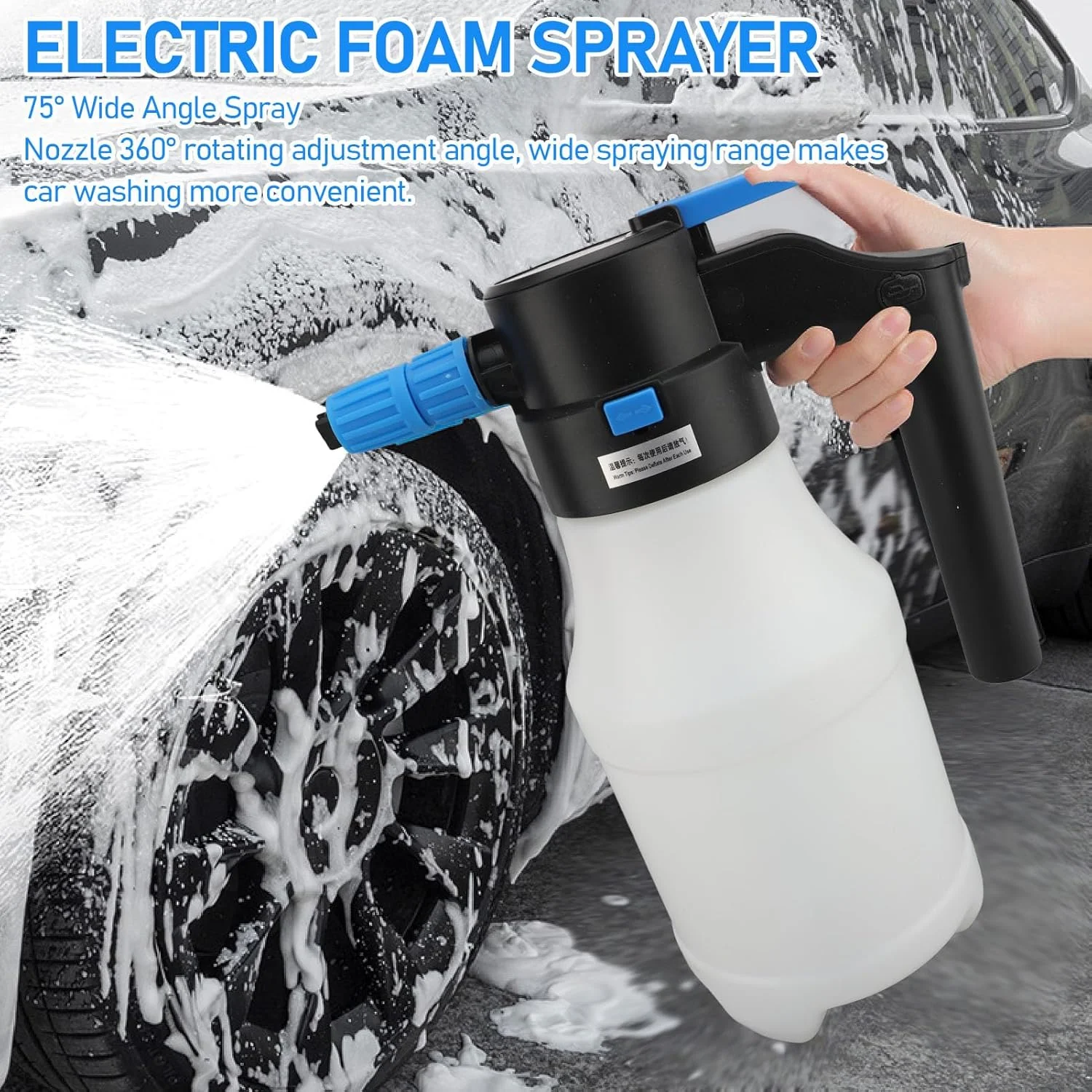 Sunisfa Electric Car Foam Sprayer 1.5L High Pressure USB Portable Snow Foaming Sprayer Car Wash Foamer for Garden Car Cleaning