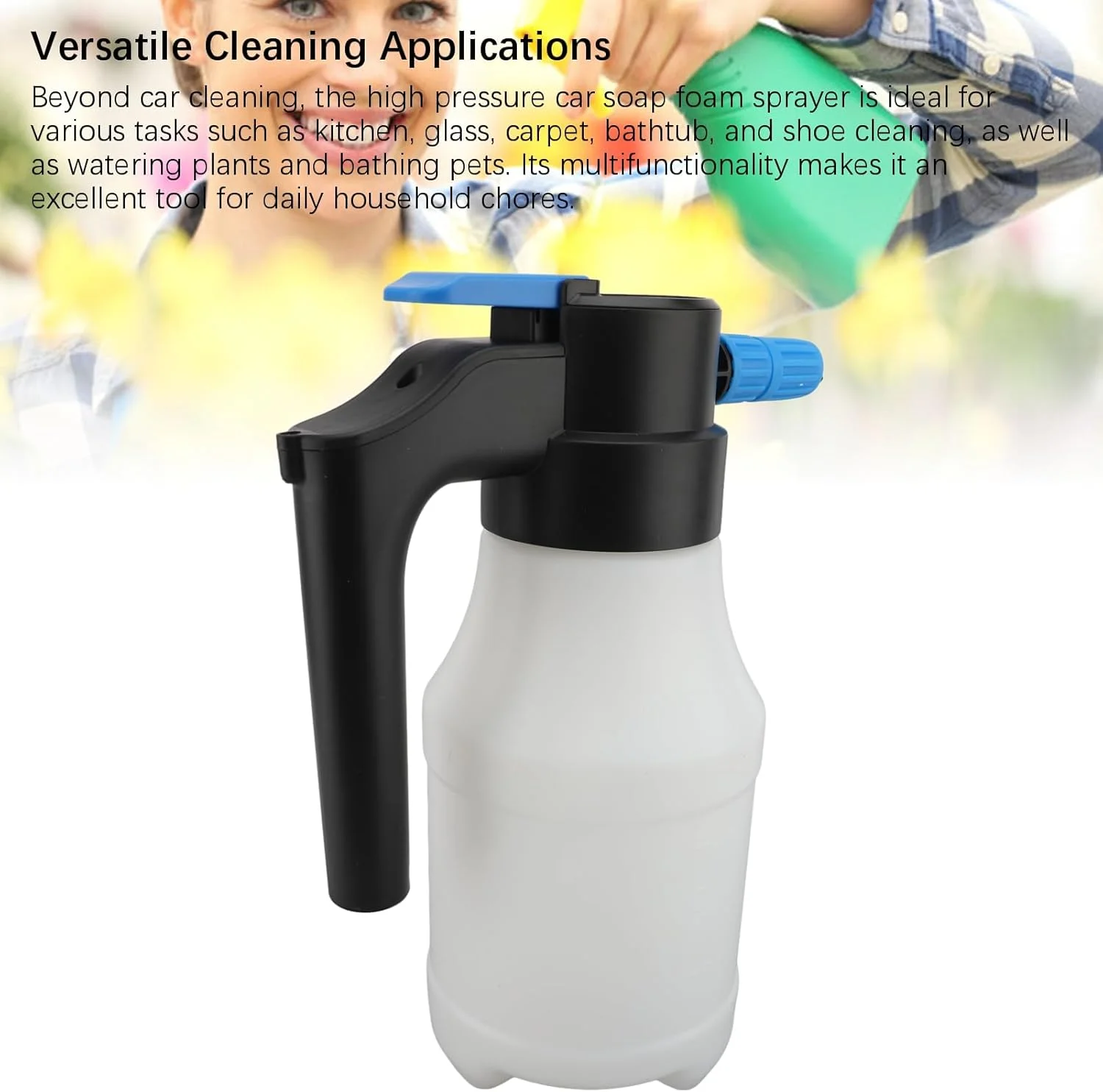 Sunisfa Electric Car Foam Sprayer 1.5L High Pressure USB Portable Snow Foaming Sprayer Car Wash Foamer for Garden Car Cleaning