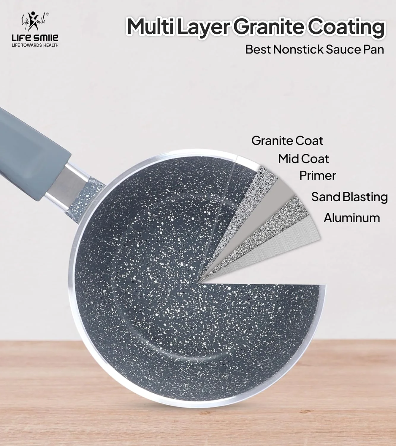 ست 20 پارچه ظروف پخت و پز گرانیتی نچسب LIFE SMILE - فاقد PFOA و PTFE، قابل استفاده در فر، شامل قابلمه های درب دار (16/20/24/28 سانتی متر)، قابلمه کم عمق 28 سانتی متر، تابه (20/24/28 سانتی متر) و 7 ابزار آشپزخانه