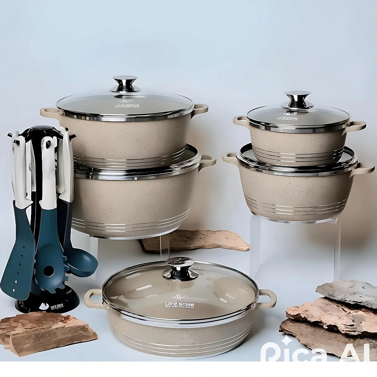 ست ظروف پخت و پز 10 پارچه نچسب پریمیوم - قابلمه و تابه های آلومینیومی دایکاست با درب شیشه ای، مقاوم در برابر خراش، قابل شستشو در ماشین ظرفشویی، سازگار با اجاق القایی، فاقد PFOA، سایزهای 18-26 سانتی متر ست ظروف پخت و پز 10 پارچه نچسب پریمیوم - قابلمه و تابه های آلومینیومی دایکاست با درب شیشه ای، مقاوم در برابر خراش، قابل شستشو در ماشین ظرفشویی، سازگار با اجاق القایی، فاقد PFOA، سایزهای 18-26 سانتی متر