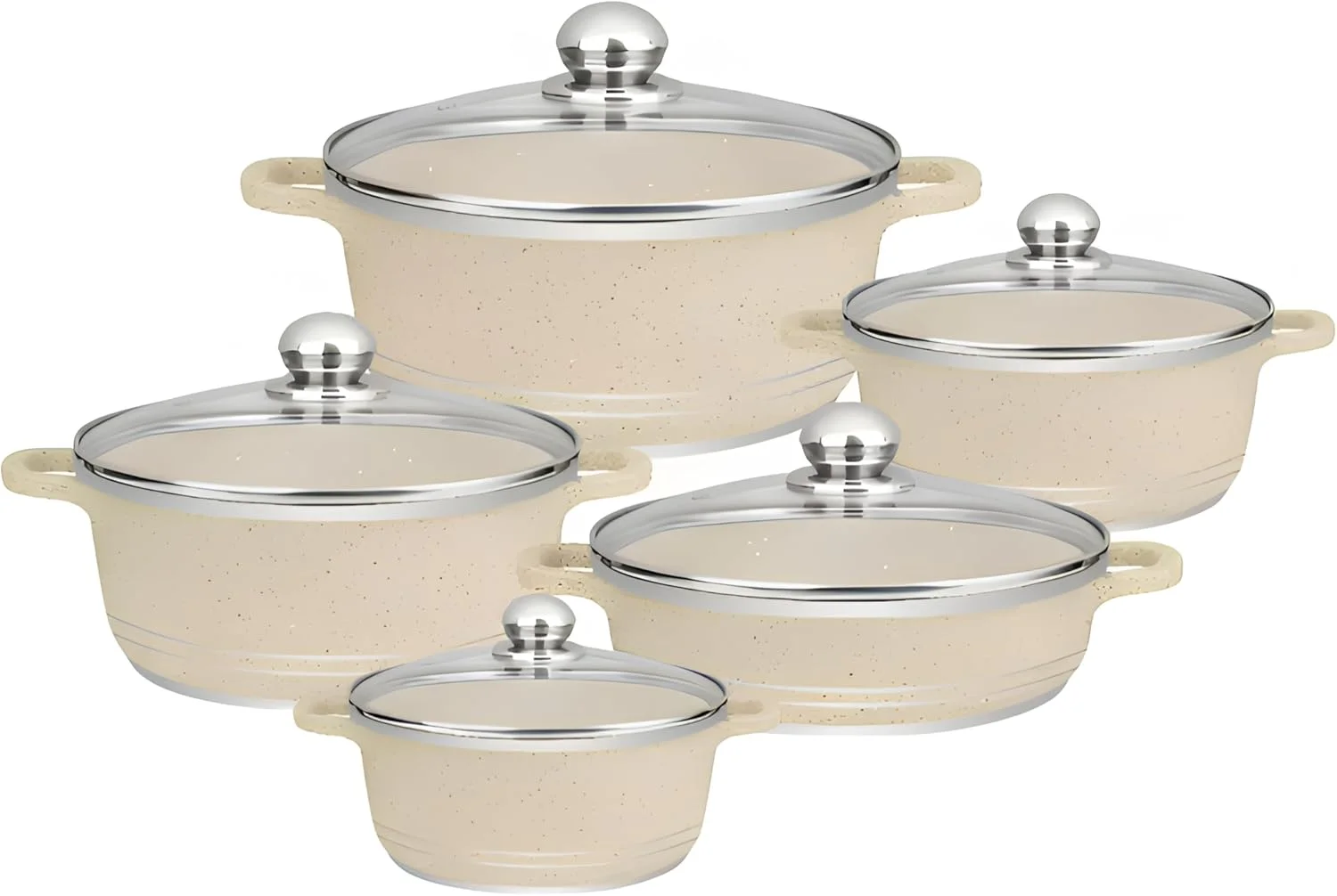 ست ظروف پخت و پز 10 پارچه نچسب پریمیوم - قابلمه و تابه های آلومینیومی دایکاست با درب شیشه ای، مقاوم در برابر خراش، قابل شستشو در ماشین ظرفشویی، سازگار با اجاق القایی، فاقد PFOA، سایزهای 18-26 سانتی متر ست ظروف پخت و پز 10 پارچه نچسب پریمیوم - قابلمه و تابه های آلومینیومی دایکاست با درب شیشه ای، مقاوم در برابر خراش، قابل شستشو در ماشین ظرفشویی، سازگار با اجاق القایی، فاقد PFOA، سایزهای 18-26 سانتی متر