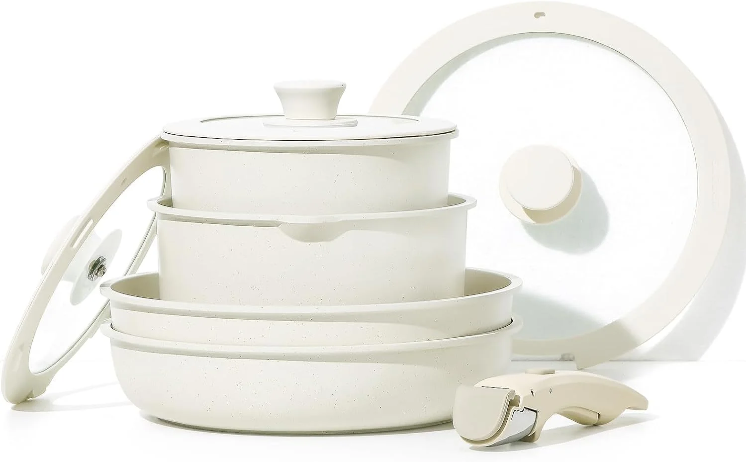 ست 8 تکه قابلمه و تابه BPA®، ست ظروف نچسب با دسته جداشدنی، ست ظروف آشپزخانه القایی نچسب با دسته قابل جابجایی ست 8 تکه قابلمه و تابه BPA®، ست ظروف نچسب با دسته جداشدنی، ست ظروف آشپزخانه القایی نچسب با دسته قابل جابجایی