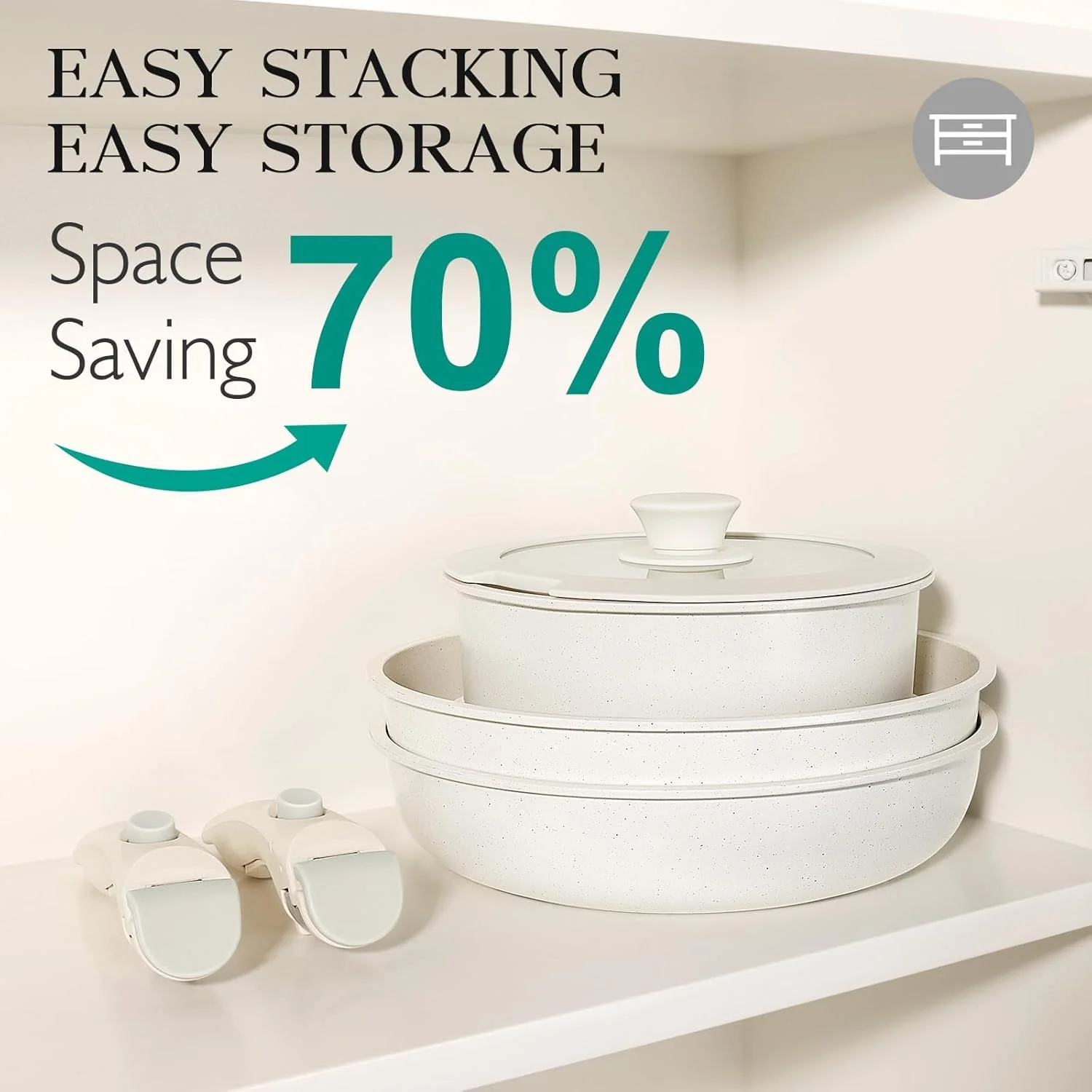 ست ظروف پخت و پز نچسب PINKE، ست قابلمه و تابه نچسب با دسته جداشدنی، ست ظروف آشپزخانه با دسته قابل جابجایی، ظروف پخت و پز قابل انباشت RV برای کمپینگ، قابل استفاده در فر (سفید 4 تکه) ست ظروف پخت و پز نچسب PINKE، ست قابلمه و تابه نچسب با دسته جداشدنی، ست ظروف آشپزخانه با دسته قابل جابجایی، ظروف پخت و پز قابل انباشت RV برای کمپینگ، قابل استفاده در فر (سفید 4 تکه)