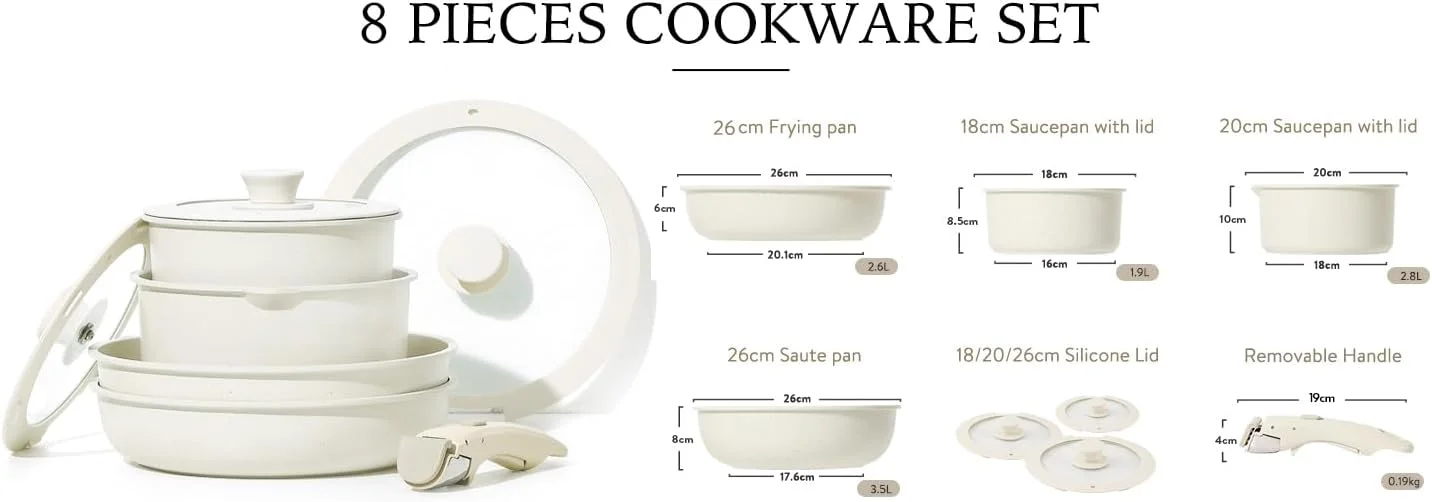 ست 8 تکه قابلمه و تابه BPA®، ست ظروف نچسب با دسته جداشدنی، ست ظروف آشپزخانه القایی نچسب با دسته قابل جابجایی ست 8 تکه قابلمه و تابه BPA®، ست ظروف نچسب با دسته جداشدنی، ست ظروف آشپزخانه القایی نچسب با دسته قابل جابجایی