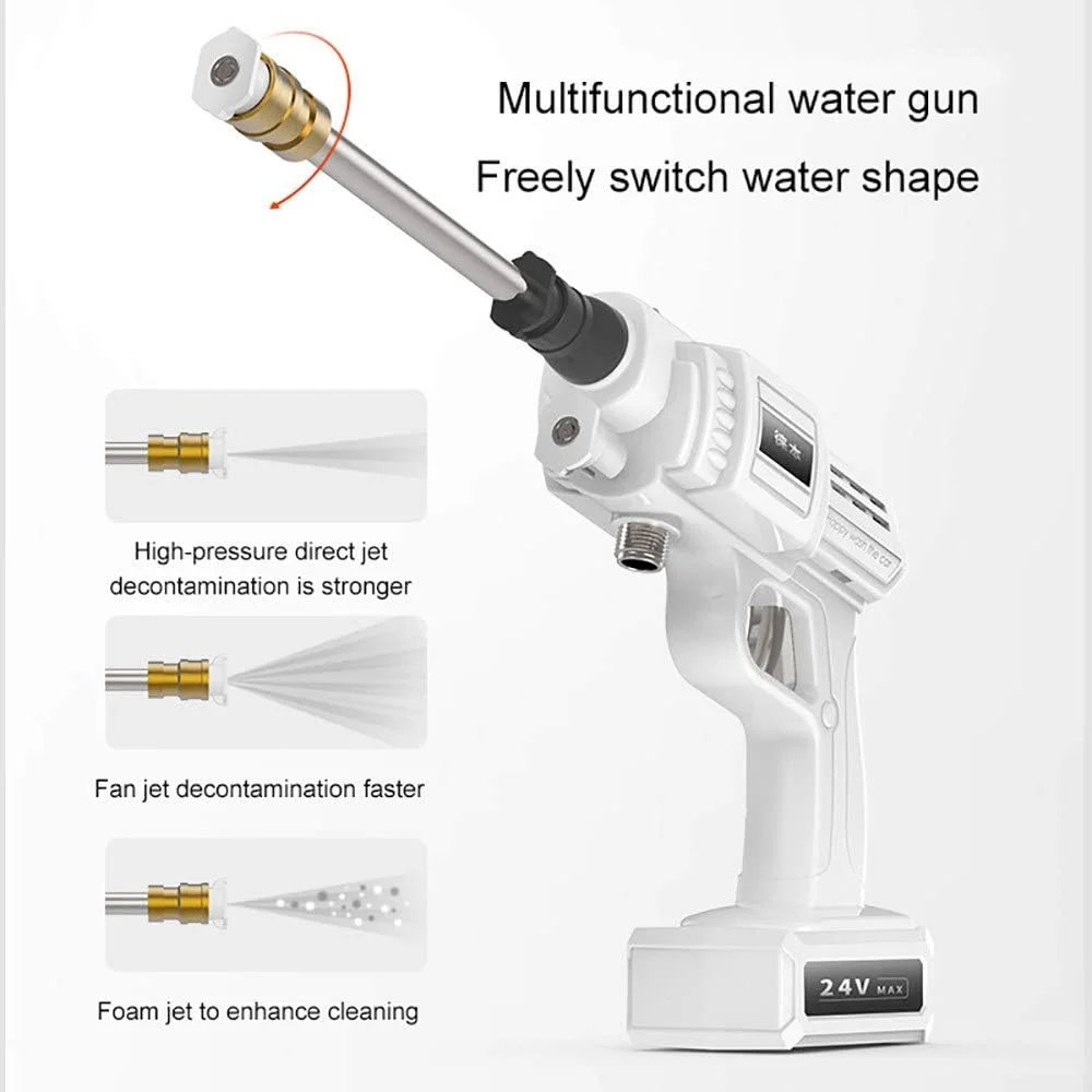 کارواش فشار قوی شارژی TAINDU برای خودرو، اسپری شوی قابل حمل فشار قوی خودرو با شارژر باتری و لوازم جانبی، پمپ شوی چند منظوره برای شستشوی خودرو و نظافت باغ، 24VC (رنگ