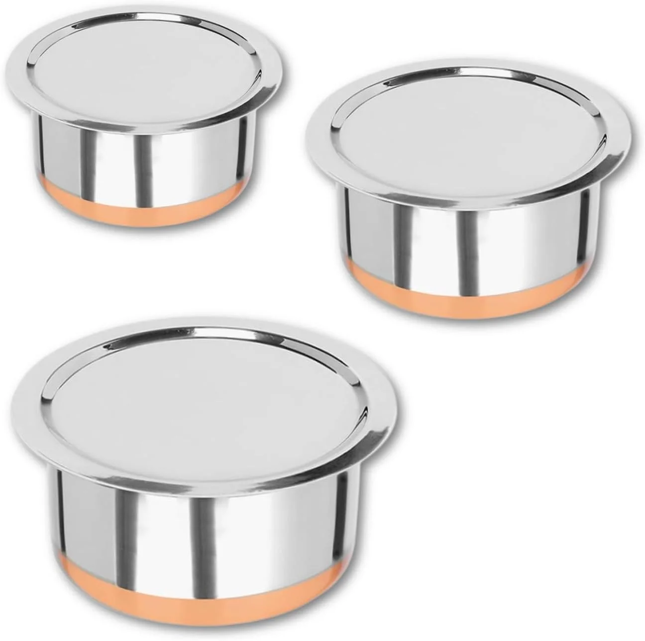 Melrich Stainless Steel Cooking pot Tope set Copper Bottom Dishwasher Microwave Freezer safe BPA PFOA Free (3)