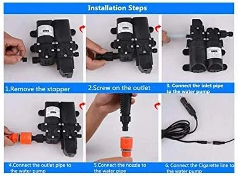 کارواش برقی پرتابل و سریع 80 وات 130PSI فشار قوی پمپ شستشوی خودرو 12 ولت