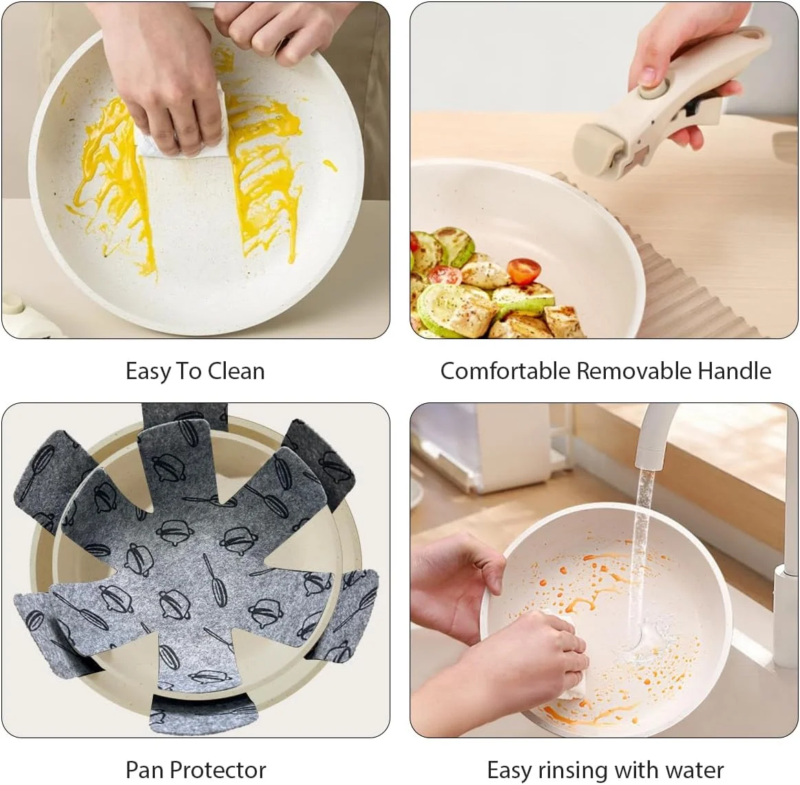 ست ظروف آشپزی MITCMOLARD - ست ظروف گرانیتی - ست پخت و پز، ست 14 تکه قابلمه و تابه، ست آشپزخانه، ست های نچسب برای پخت و پز، ظروف القایی با دسته جداشدنی، فاقد PFOA