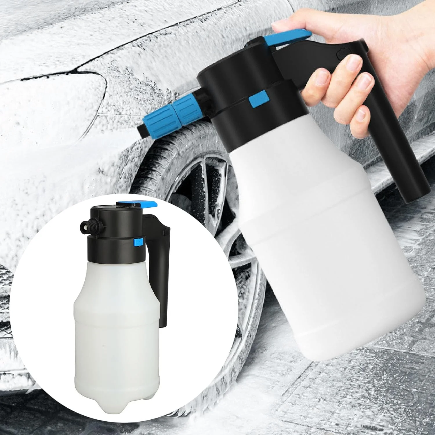 آبپاش فوم شوی برقی خودرو، قوطی آبپاش فوم کارواش، آبپاش پمپ فشار قوی دستی با اسپری اتوماتیک برای شستشوی خودرو، باغبانی و آبیاری