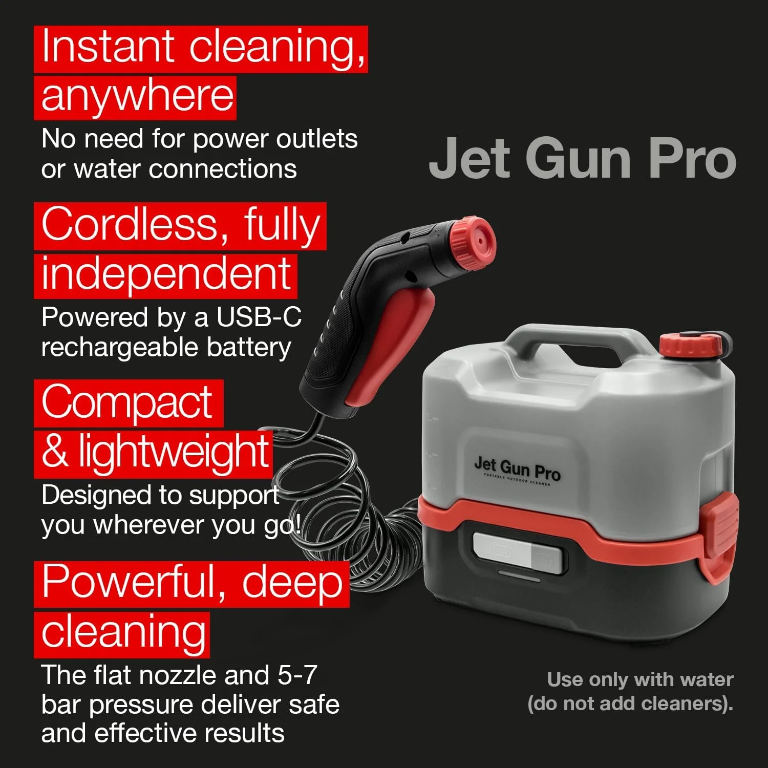 دستگاه جت گان پرو ERRECOM، شوینده فشار قوی قابل حمل برای واحدهای تهویه مطبوع، مخزن آب 8 لیتری، شلنگ فنری 3 متری، 2.1 کیلوگرم