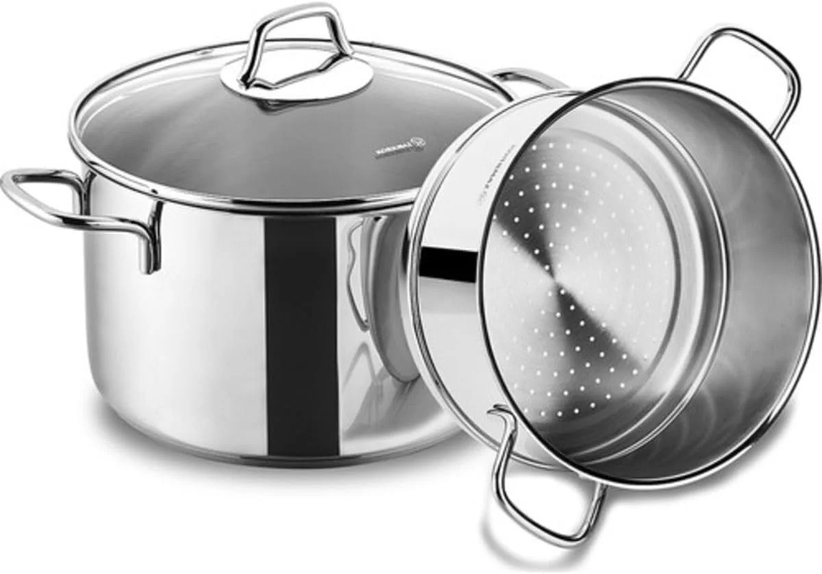 ست قابلمه بخارپز استیل کرکماز پرلا | قابلمه 20x12 سانتی متر / 3.8 لیتر | بخارپز: 20x10 سانتی متر / 2.5 لیتر | نقره ای - KA1521 ست قابلمه بخارپز استیل کرکماز پرلا | قابلمه 20x12 سانتی متر / 3.8 لیتر | بخارپز: 20x10 سانتی متر / 2.5 لیتر | نقره ای - KA1521