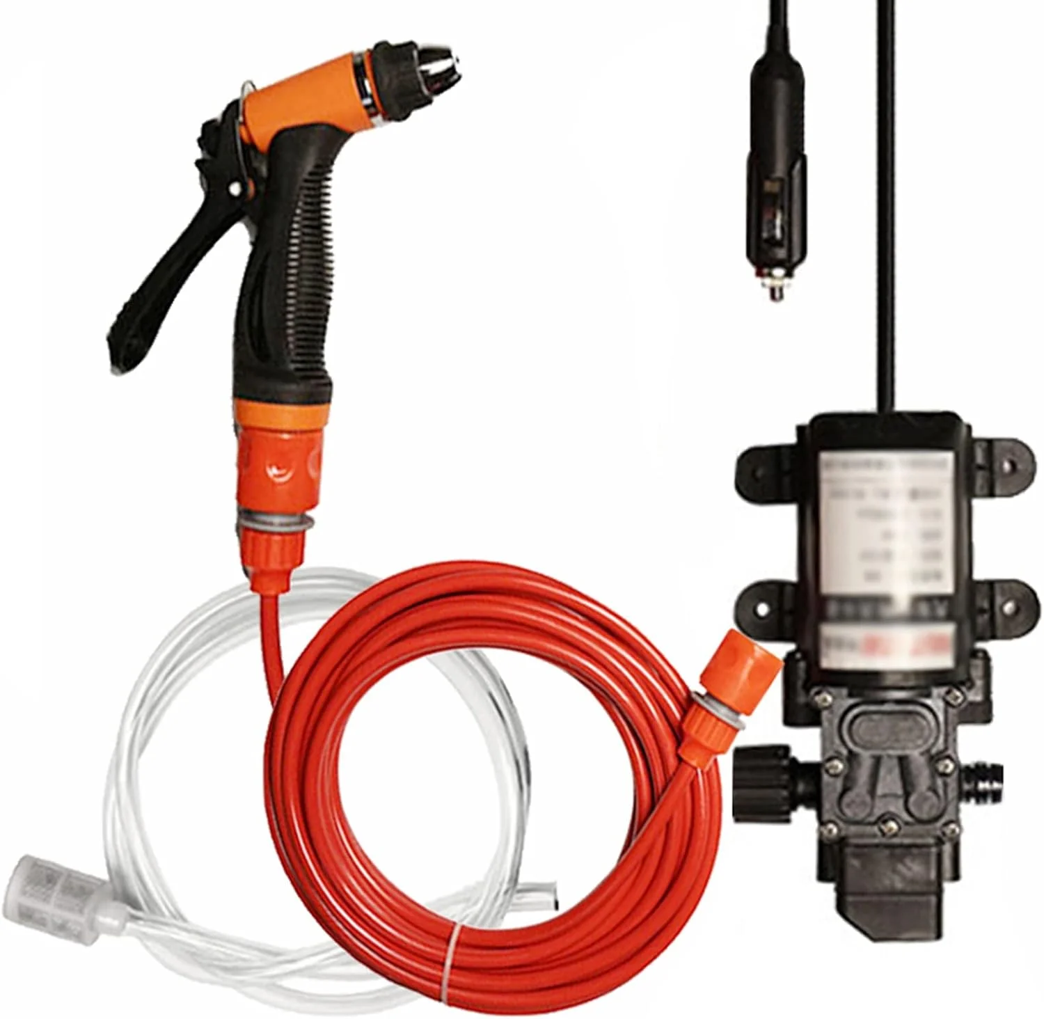 کارواش شارژی، تفنگ کارواش 12 ولت، پمپ شوینده فشار قوی، مراقبت از خودرو، دستگاه شستشوی قابل حمل، نظافت برقی خودرو (رنگ: نارنجی) (نارنجی)
