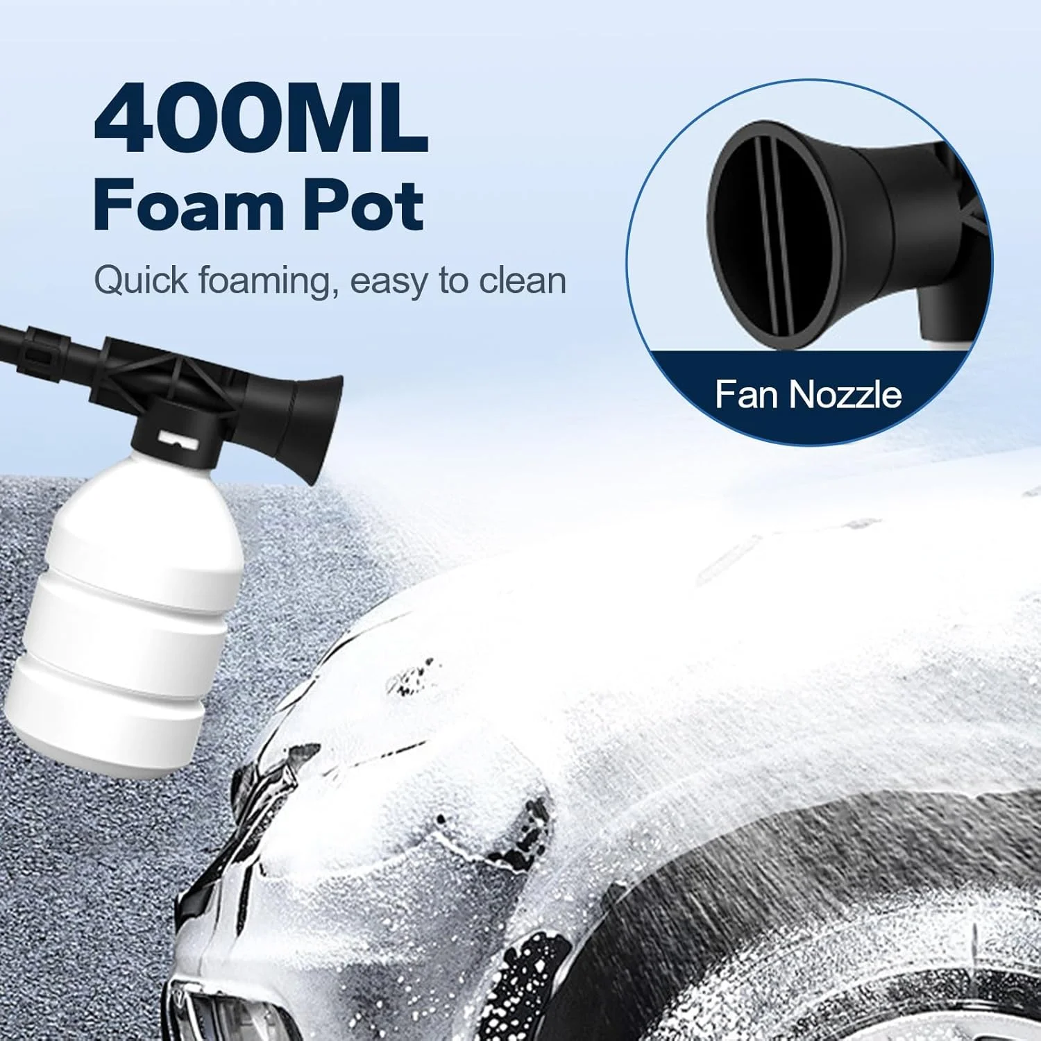 کارواش فشار قوی شارژی، تفنگ کارواش پرتابل با 2 عدد باتری 4.0 آمپر ساعت، نازل قابل تنظیم 6 در 1 و نازل تولید فوم، پمپ آب برای خودرو، خانه و باغ