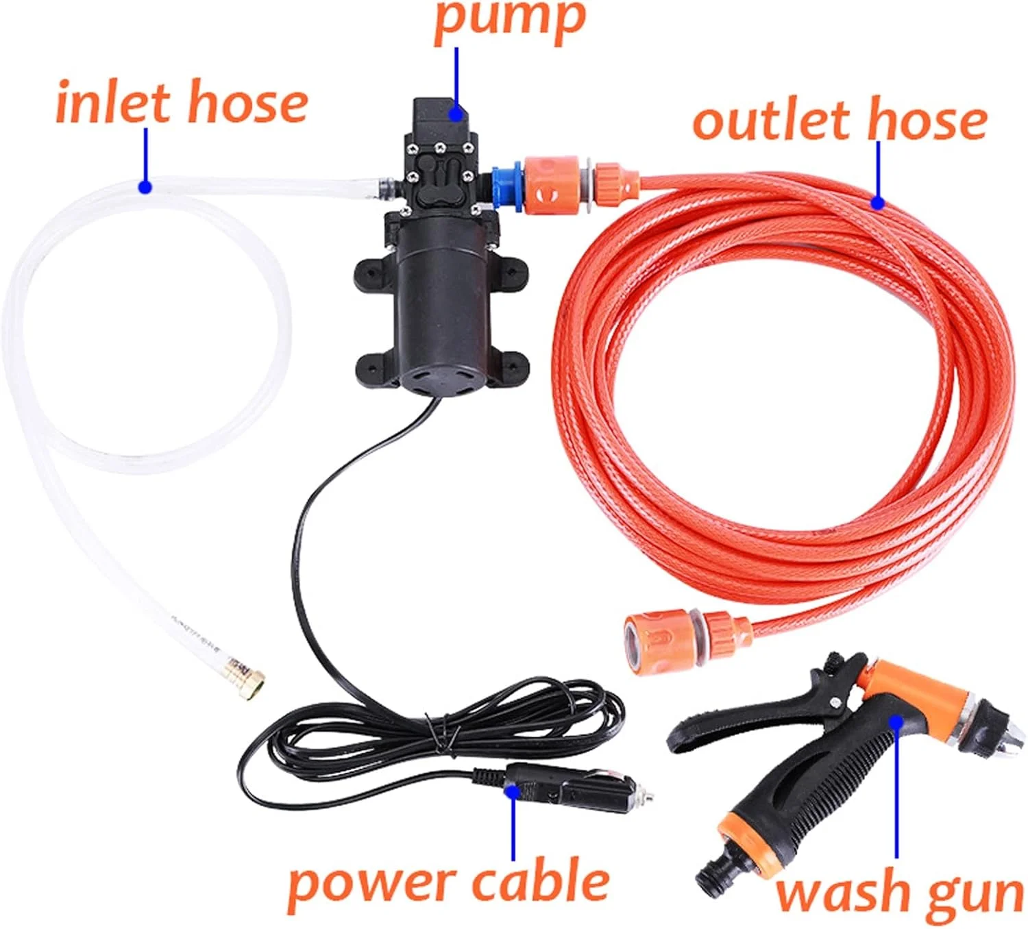 کارواش شارژی، تفنگ کارواش 12 ولت، پمپ شوینده فشار قوی، مراقبت از خودرو، دستگاه شستشوی قابل حمل، نظافت برقی خودرو (رنگ: نارنجی) (نارنجی)