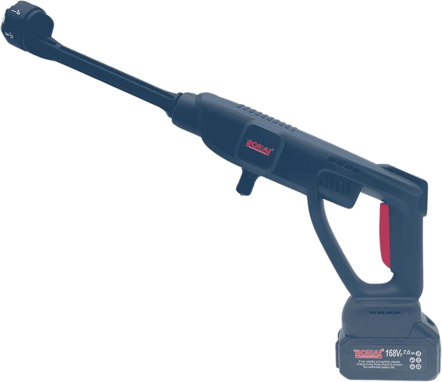 کارواش شارژی بونای، کارواش برقی با موتور با راندمان بالا، کارواش قابل حمل، 168vf 7.0 Ah، دو منظوره خود مکش، محافظت در برابر گرمای بیش از حد، اسپری متغیر