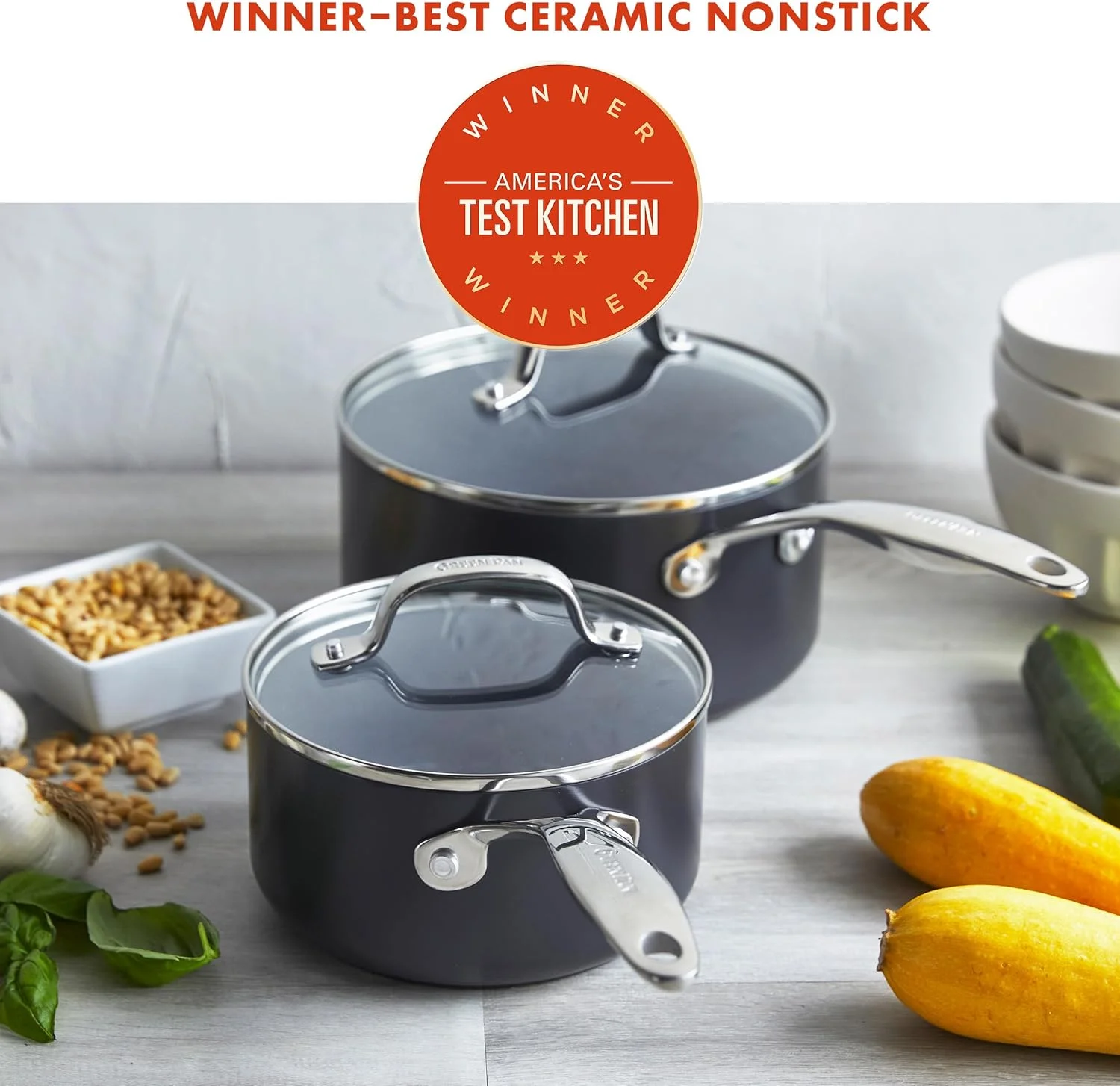 ست قابلمه سس 2 کوارت و 3 کوارت گرین پن والنسیا پرو با روکش سرامیکی نچسب و آنودایز سخت، بدون PFAS، مناسب برای اجاق های القایی، قابل شستشو در ماشین ظرفشویی، قابل استفاده در فر، خاکستری ست قابلمه سس 2 کوارت و 3 کوارت گرین پن والنسیا پرو با روکش سرامیکی نچسب و آنودایز سخت، بدون PFAS، مناسب برای اجاق های القایی، قابل شستشو در ماشین ظرفشویی، قابل استفاده در فر، خاکستری